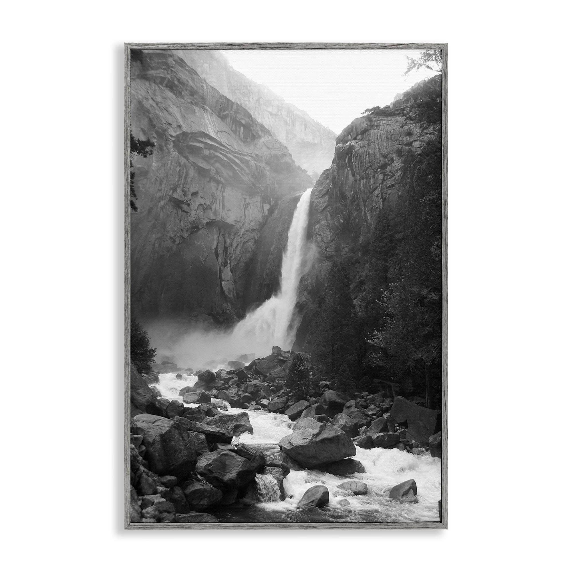 Stupell Industries Rocky Yosemite Falls Gray Framed Giclee Art, design by Kim Curinga