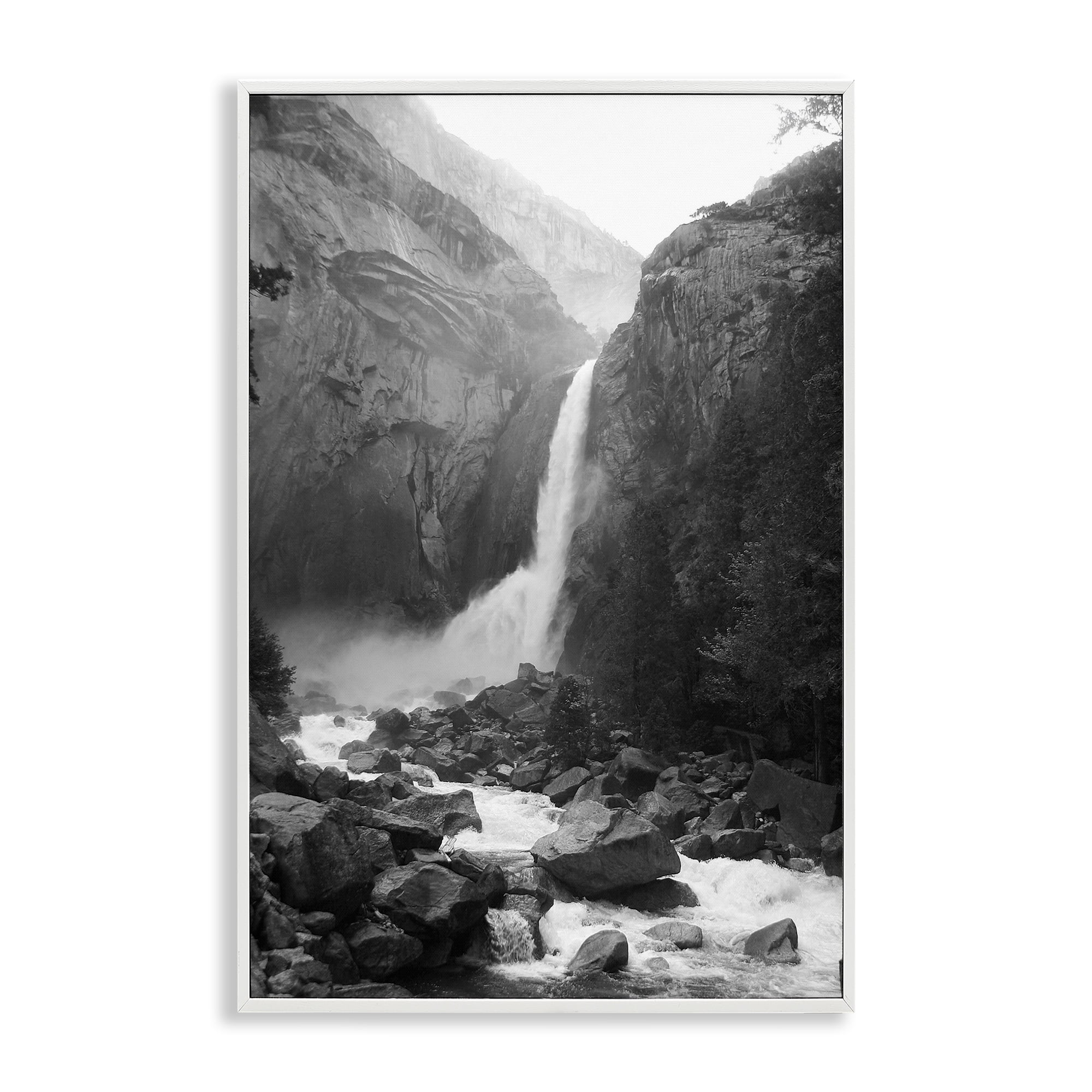 Stupell Industries Rocky Yosemite Falls White Framed Giclee Art, design by Kim Curinga