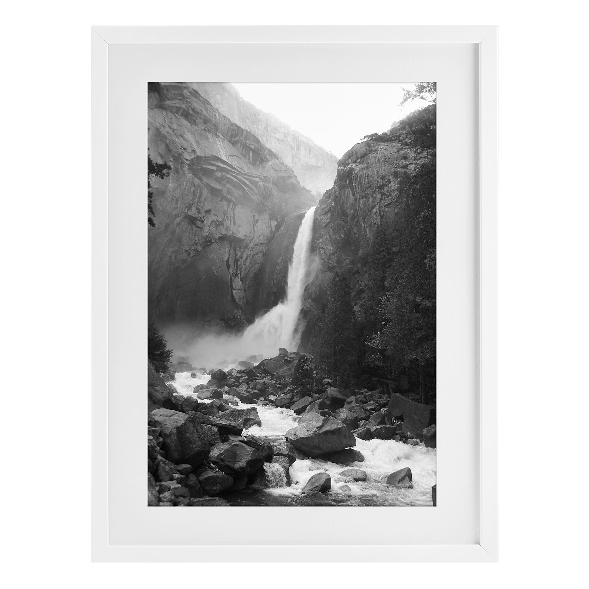 Stupell Industries Rocky Yosemite Falls White Framed Print Under Glass, design by Kim Curinga
