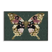 Stupell Industries Rococo Butterfly Pattern Animals Painting Black Framed Art Print Wall Art, 18 x 12