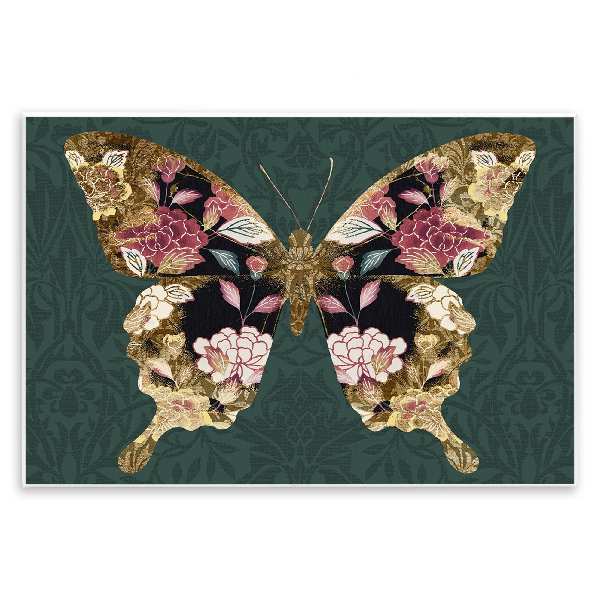 Stupell Industries Rococo Butterfly Pattern Animals Painting Unframed Art Print Wall Art, 19 x 13