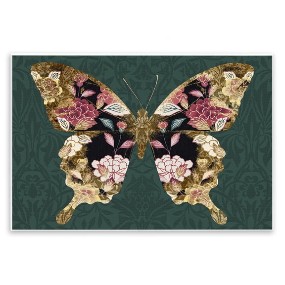 Stupell Industries Rococo Butterfly Pattern Animals Painting Unframed Art Print Wall Art, 19 x 13