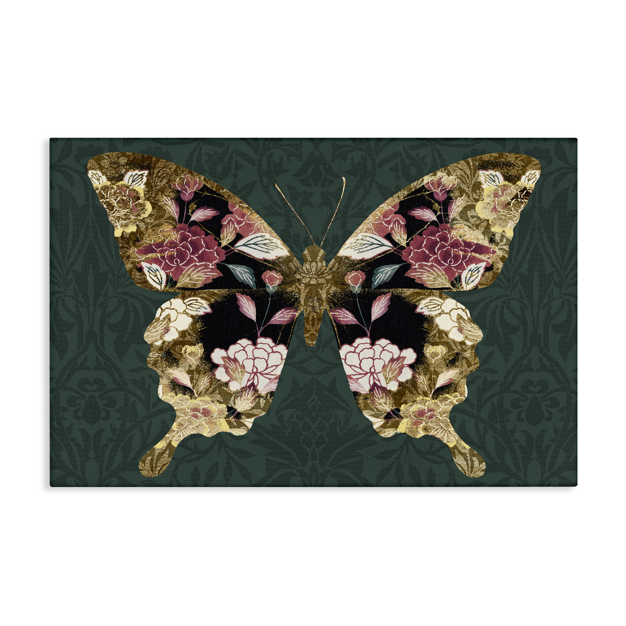 Stupell Industries Rococo Butterfly Pattern Animals Painting Wrapped Canvas Art Print Wall Art, 30 x 20