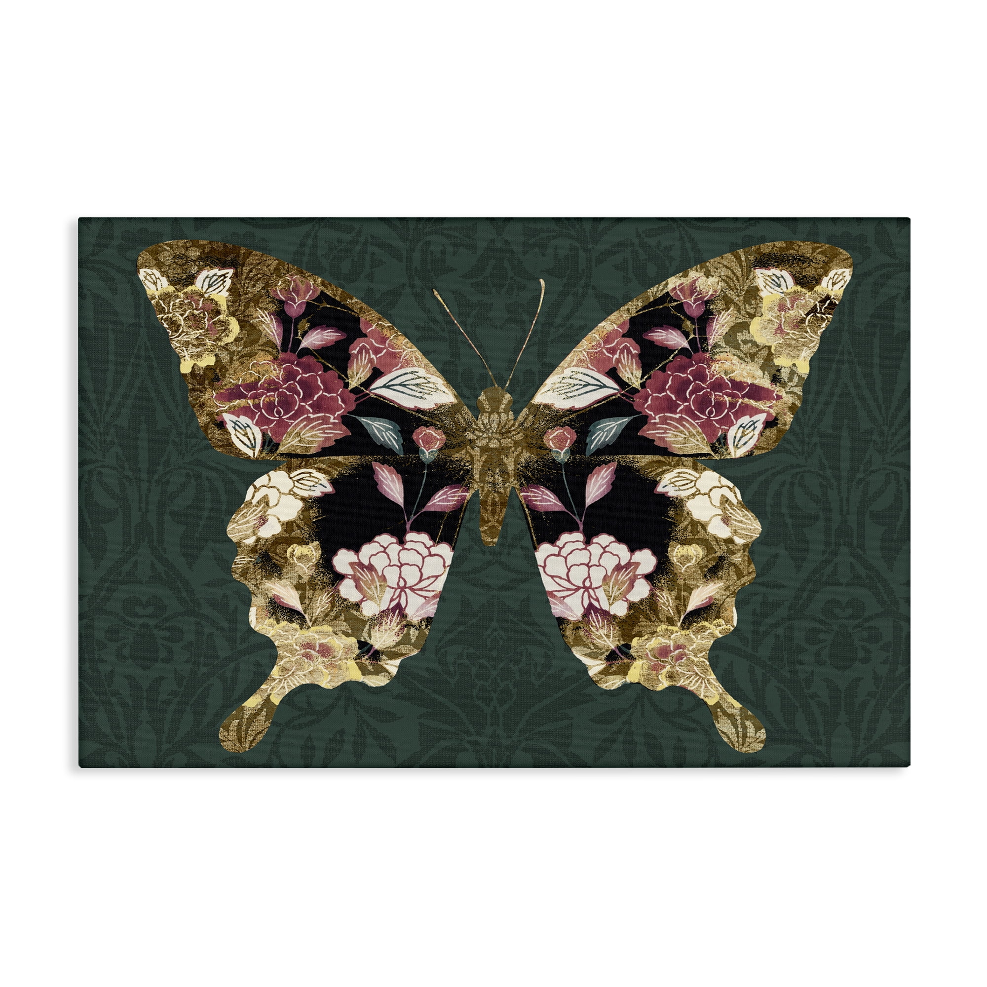 Stupell Industries Rococo Butterfly Pattern Animals Painting Wrapped Canvas Art Print Wall Art, 36 x 24