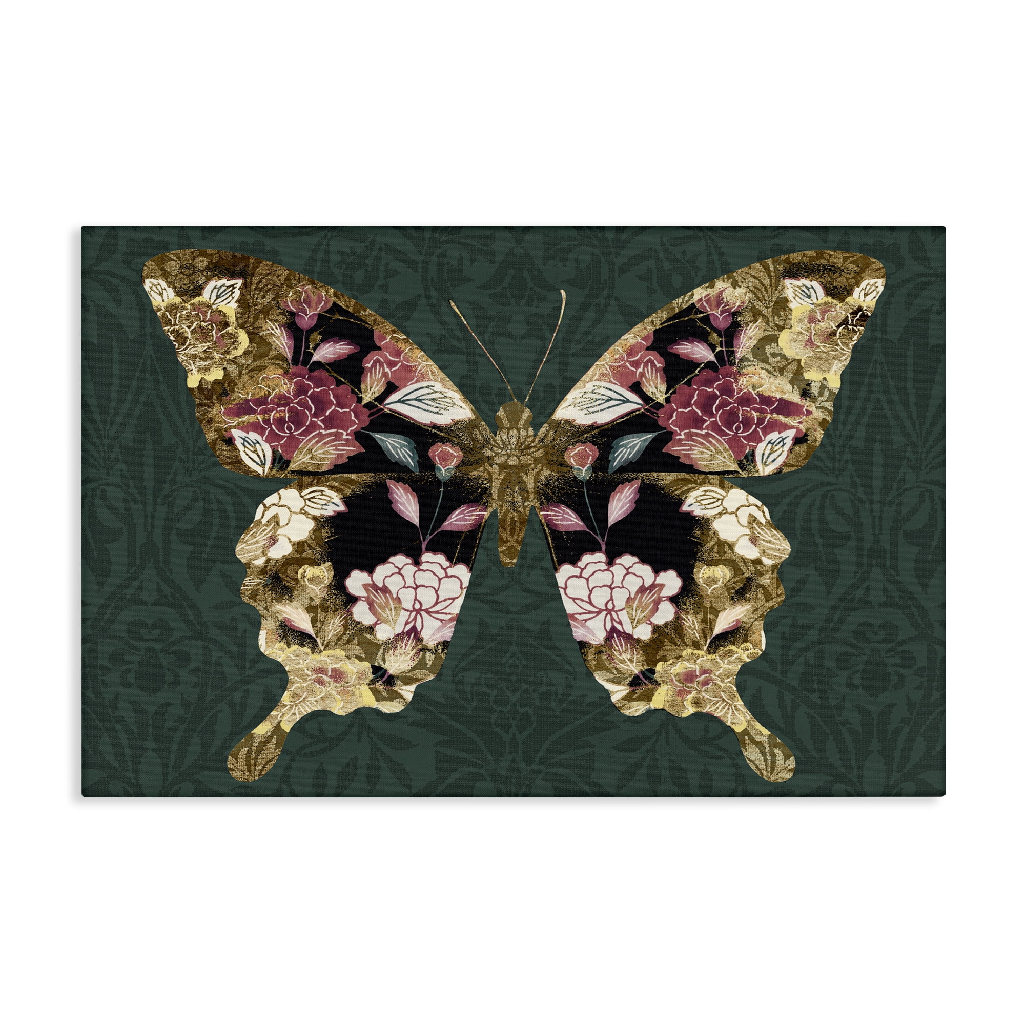 Stupell Industries Rococo Butterfly Pattern Animals Painting Wrapped Canvas Art Print Wall Art, 45 x 30