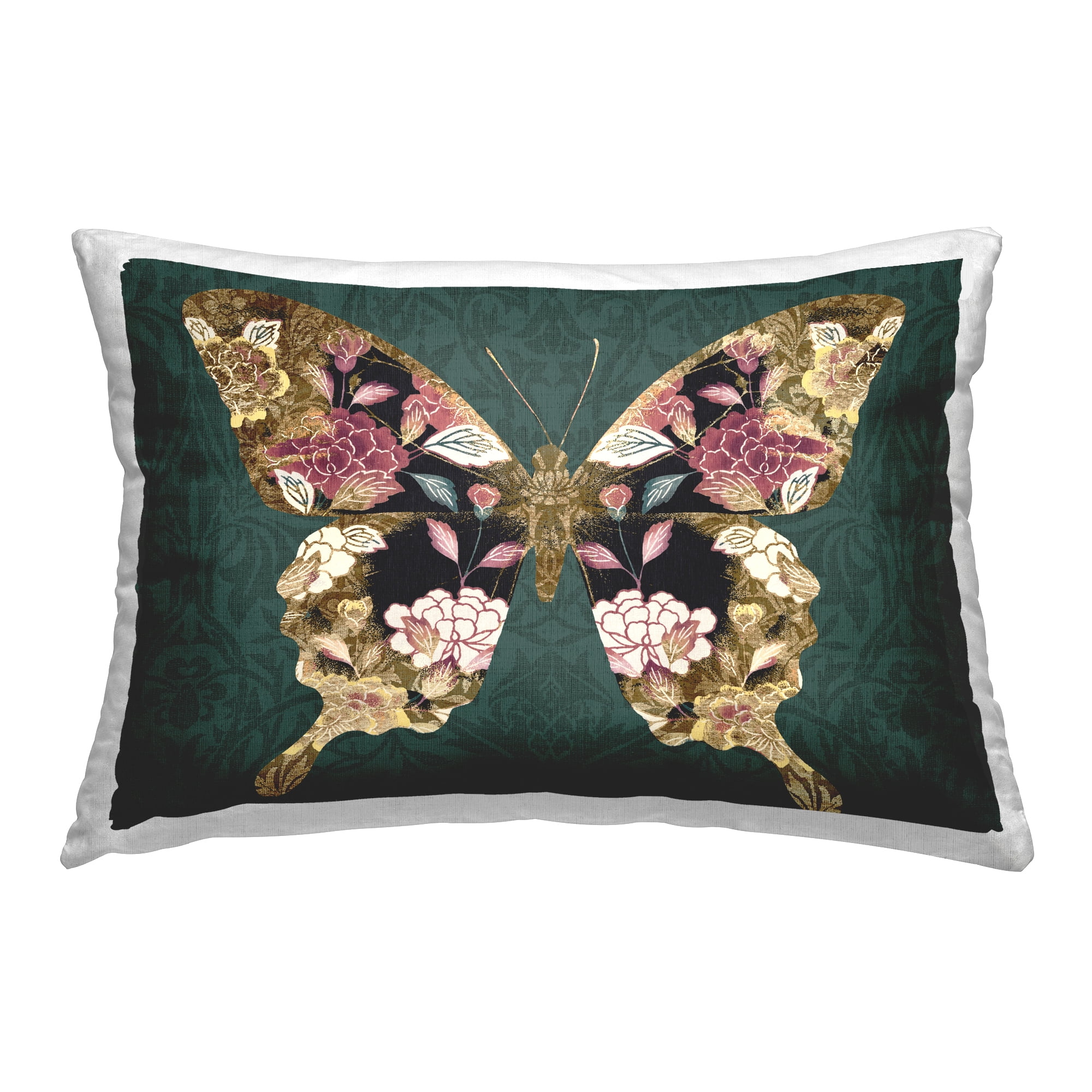 Stupell Industries Rococo Butterfly Pattern Decorative Printed Throw Pillow Design by Victoria Barnes .