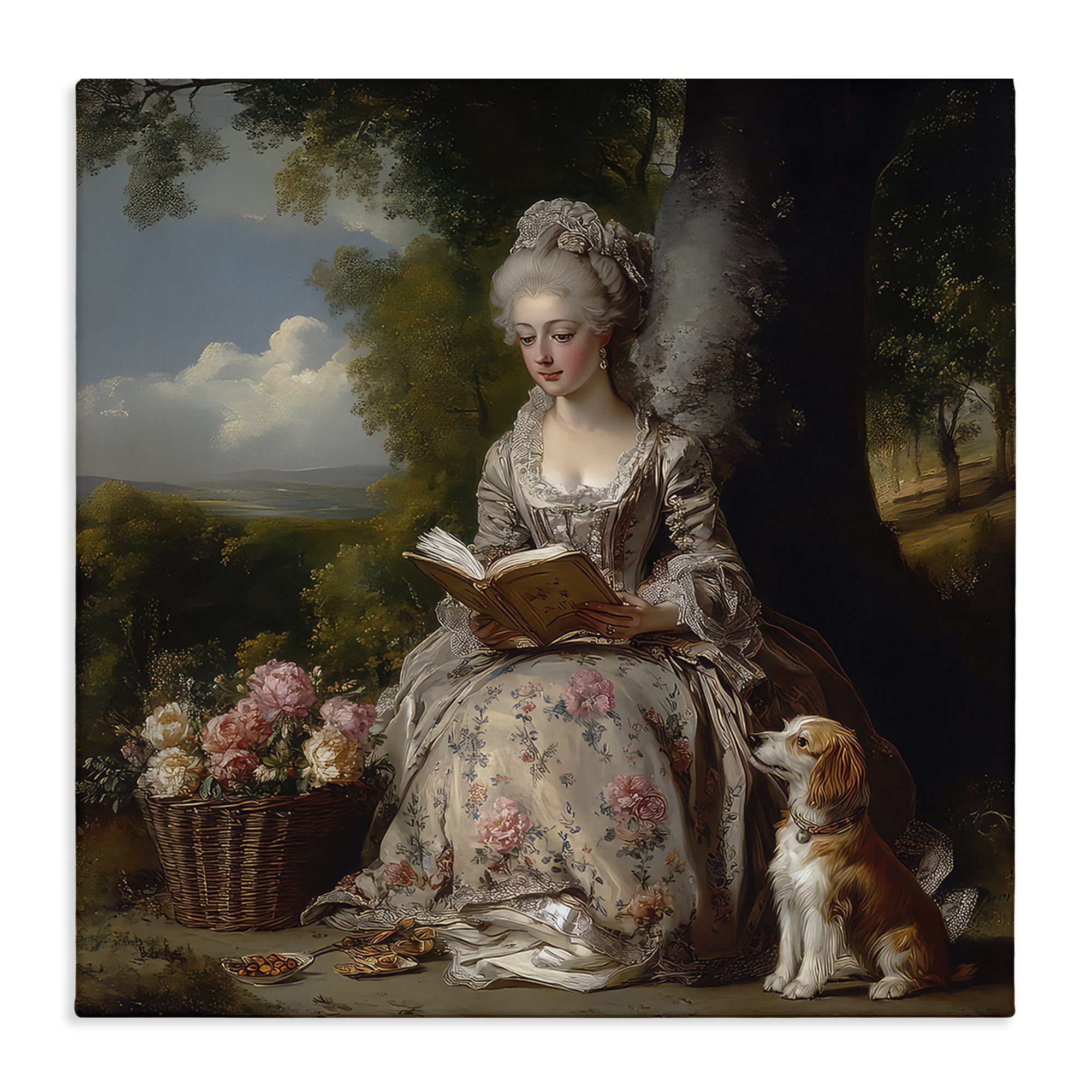 Stupell Industries Rococo Lady with Dog Canvas Wall Art, design by The Wands Want