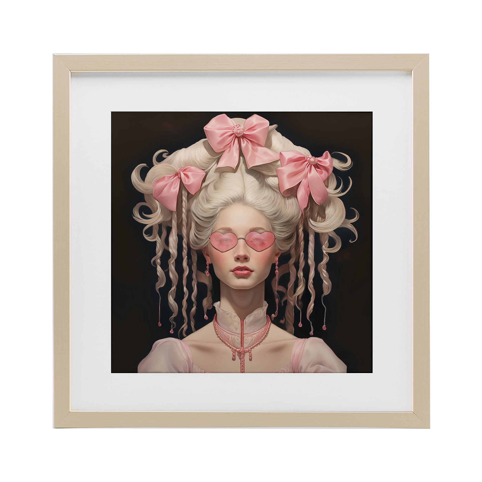 Stupell Industries Rococo Woman Opulent Ribbons Birch Framed Print Under Glass, design by Grotto Studios