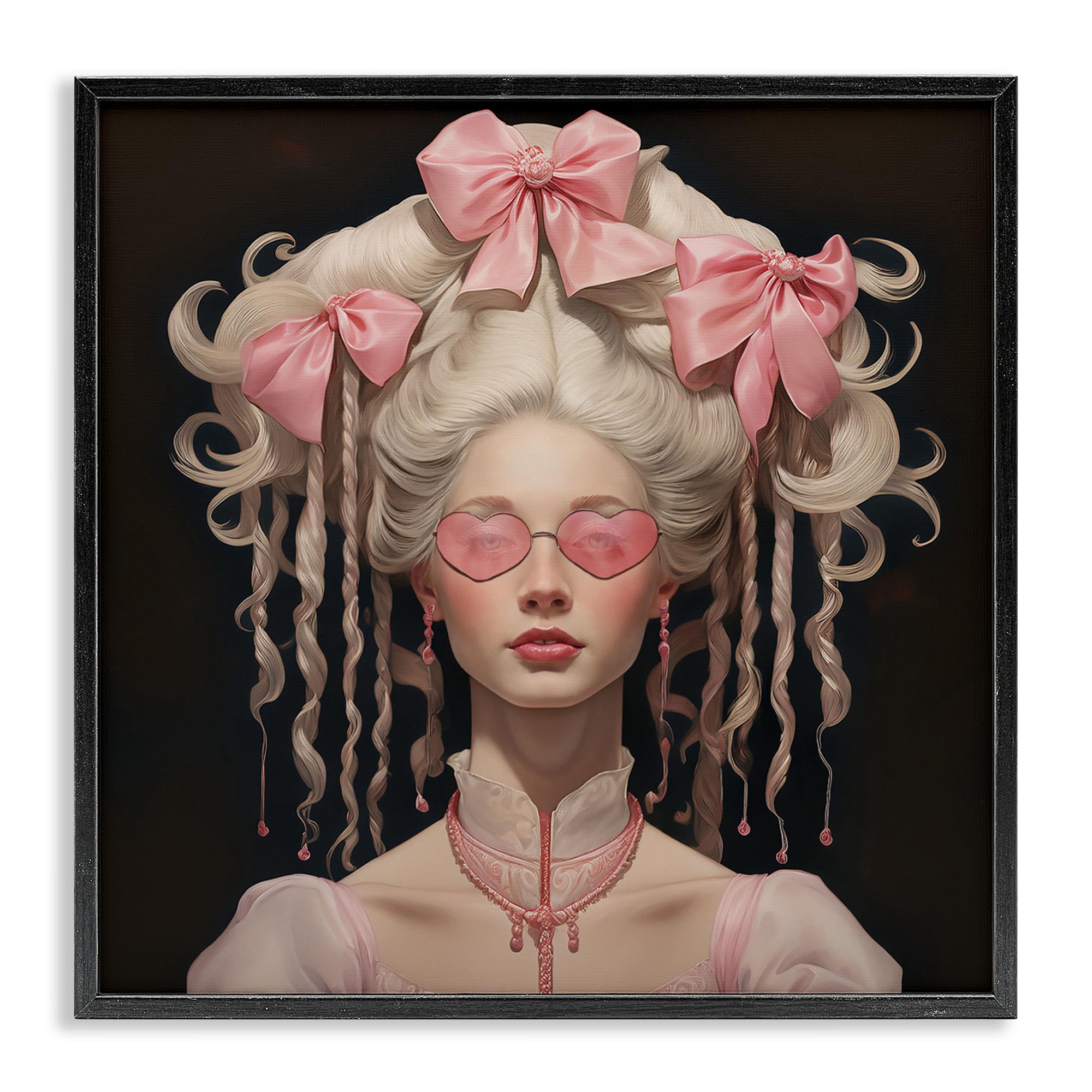 Stupell Industries Rococo Woman Opulent Ribbons Black Framed Giclee Art, design by Grotto Studios