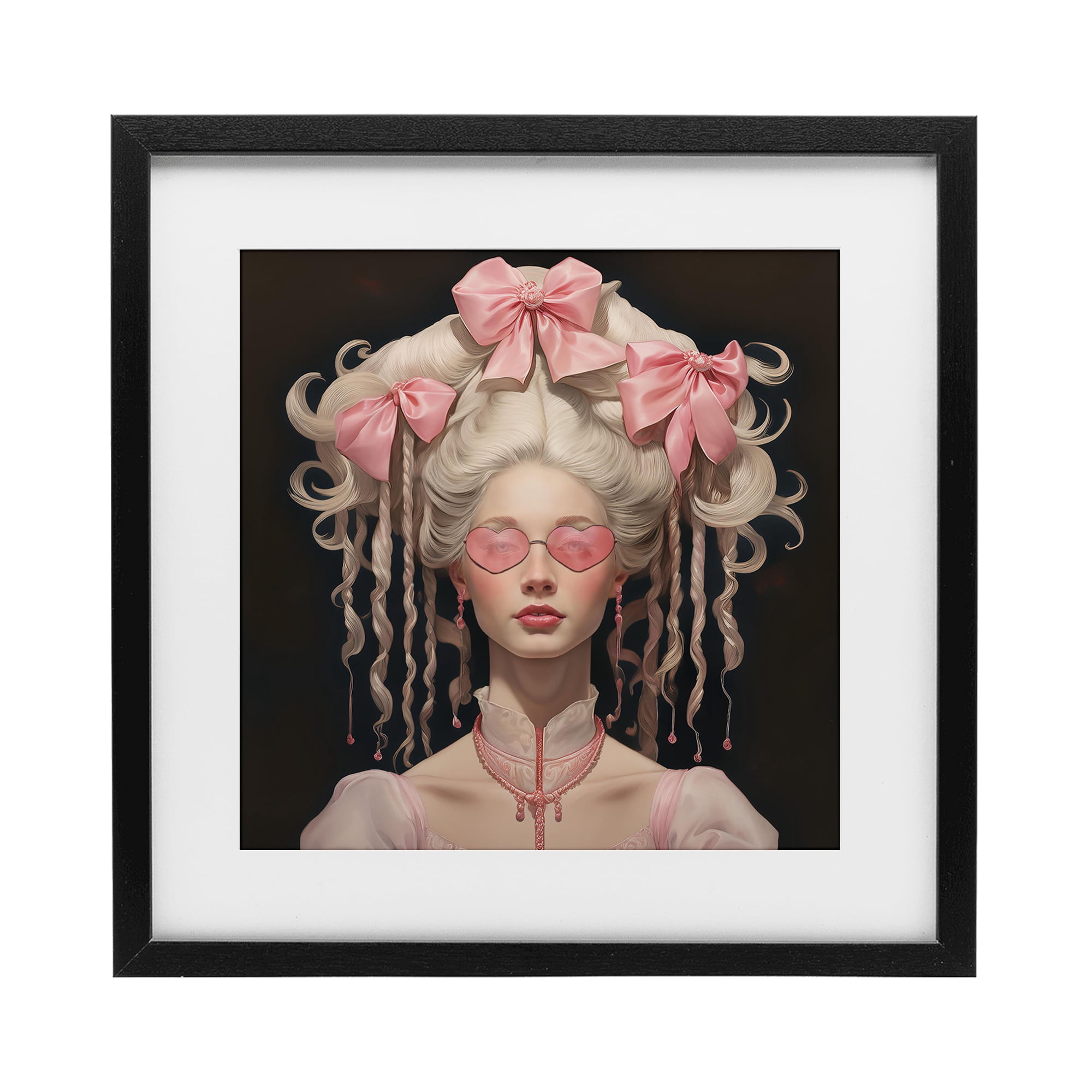 Stupell Industries Rococo Woman Opulent Ribbons Black Framed Print Under Glass, design by Grotto Studios
