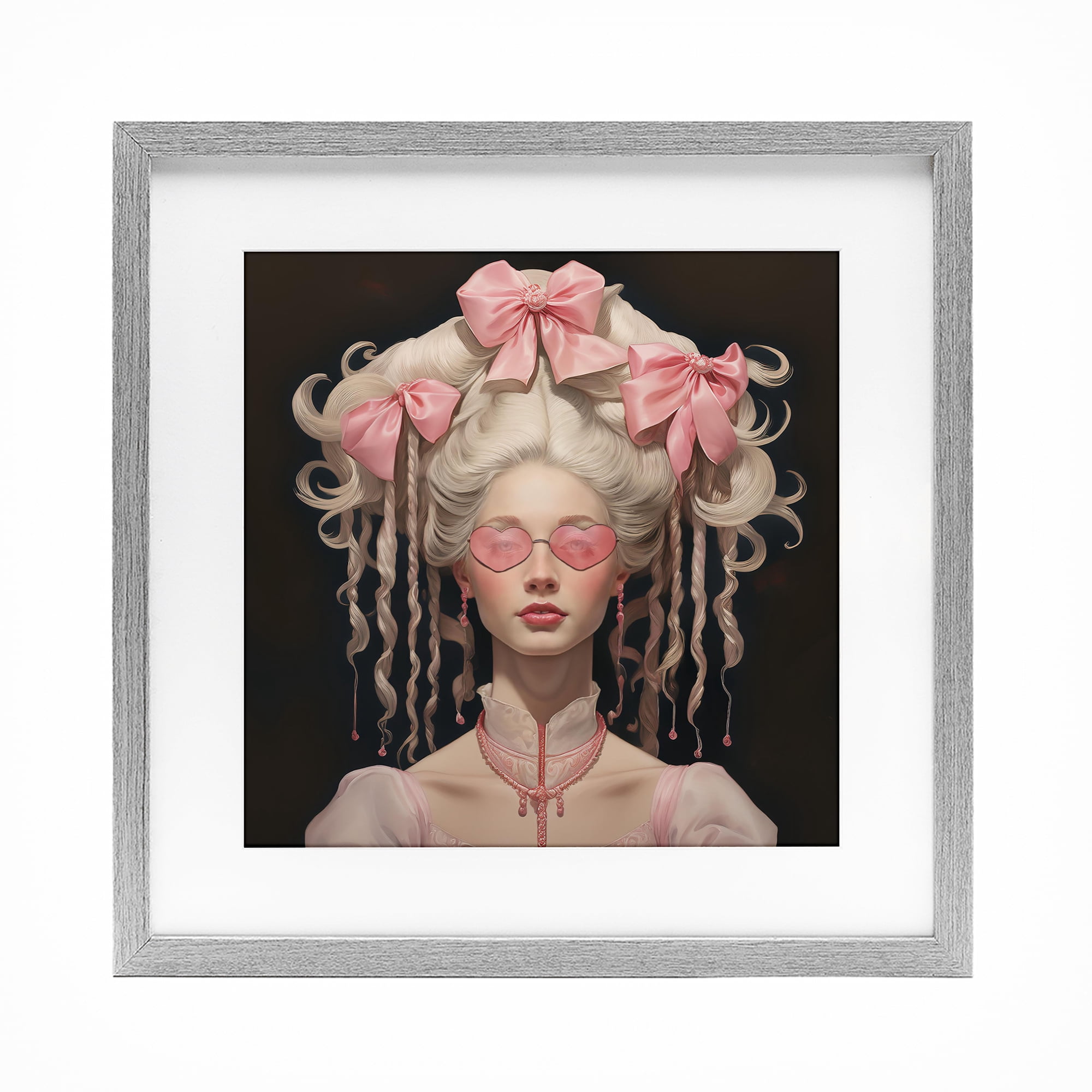 Stupell Industries Rococo Woman Opulent Ribbons Gray Framed Print Under Glass, design by Grotto Studios