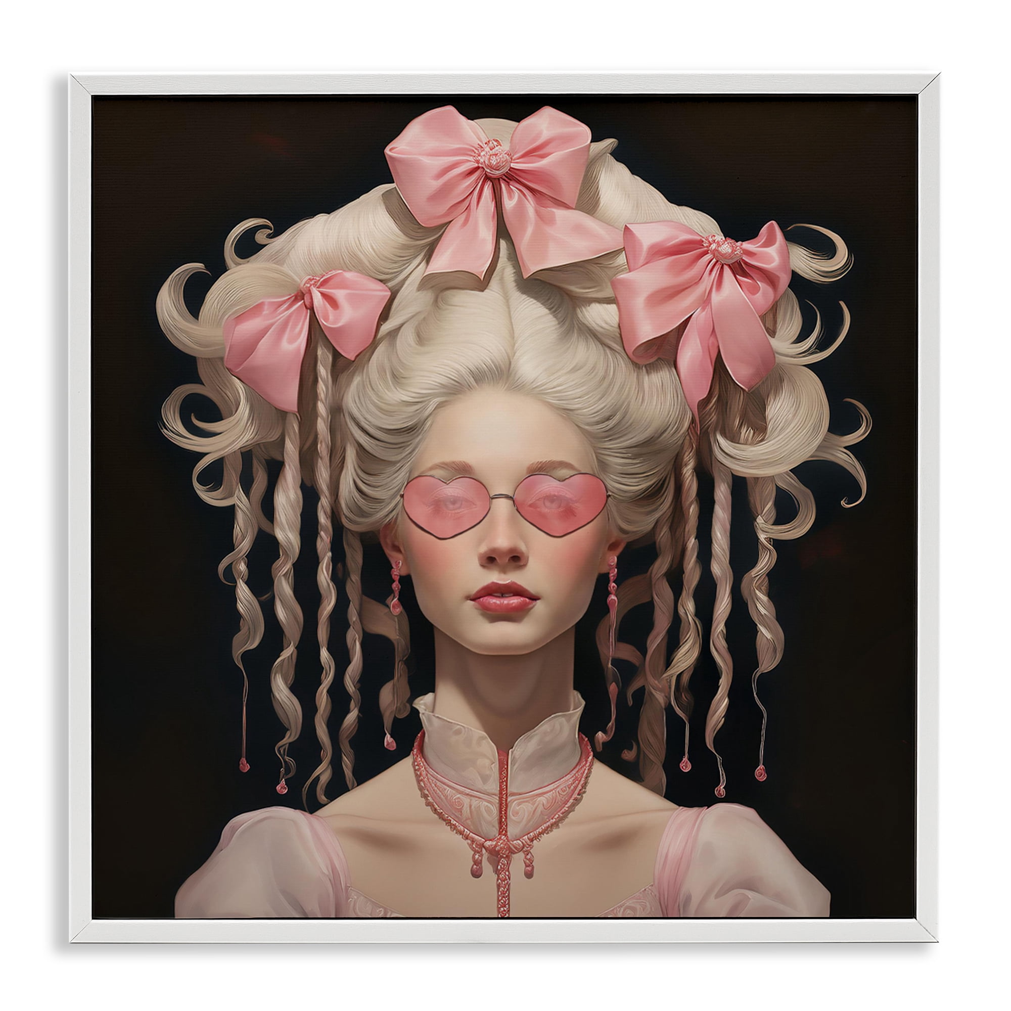 Stupell Industries Rococo Woman Opulent Ribbons White Framed Giclee Art, design by Grotto Studios