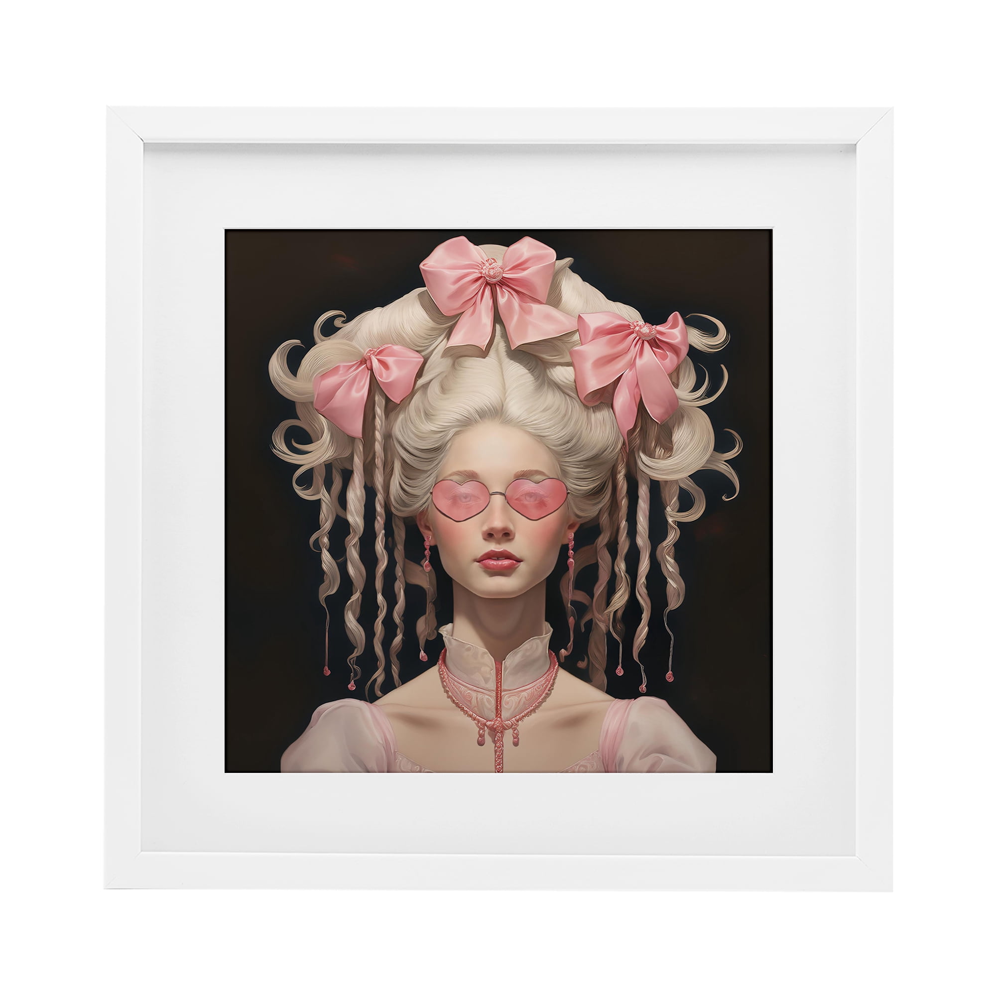 Stupell Industries Rococo Woman Opulent Ribbons White Framed Print Under Glass, design by Grotto Studios