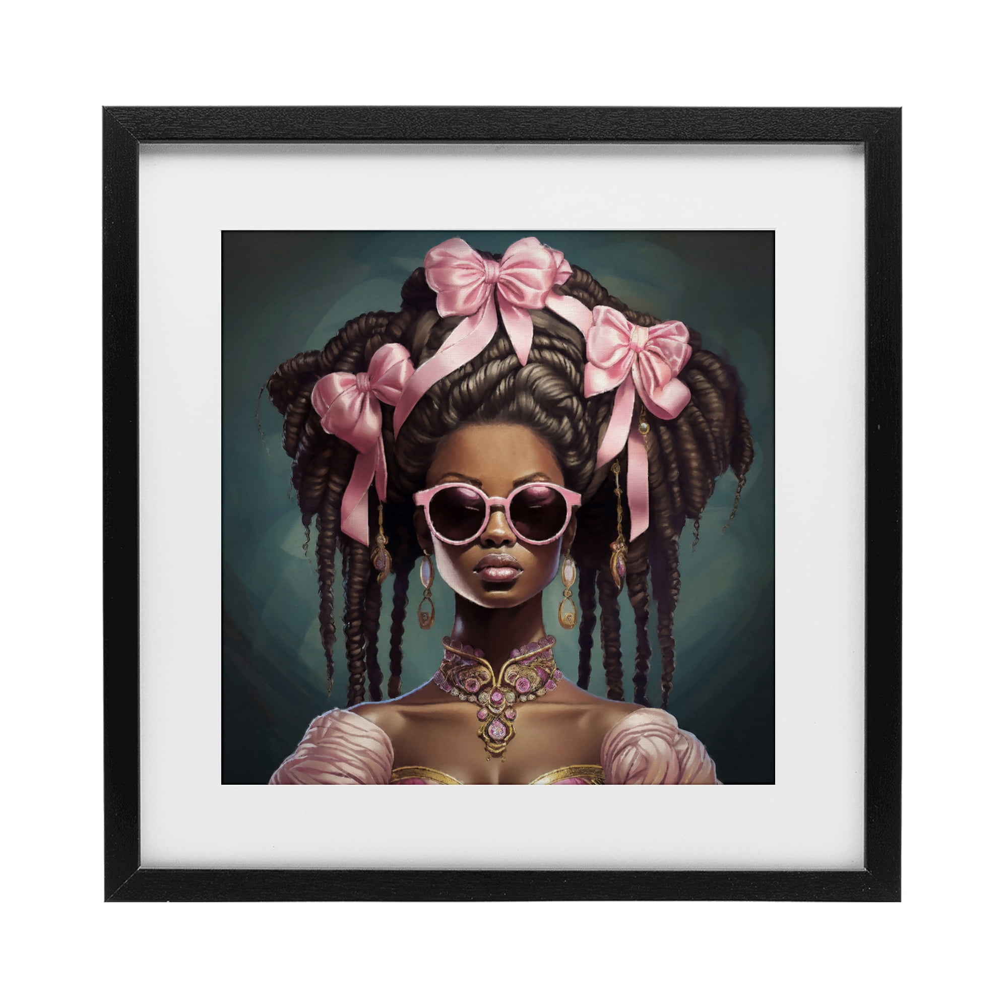 Stupell Industries Rococo Woman With Bows Black Framed Print Under Glass, design by Grotto Studios