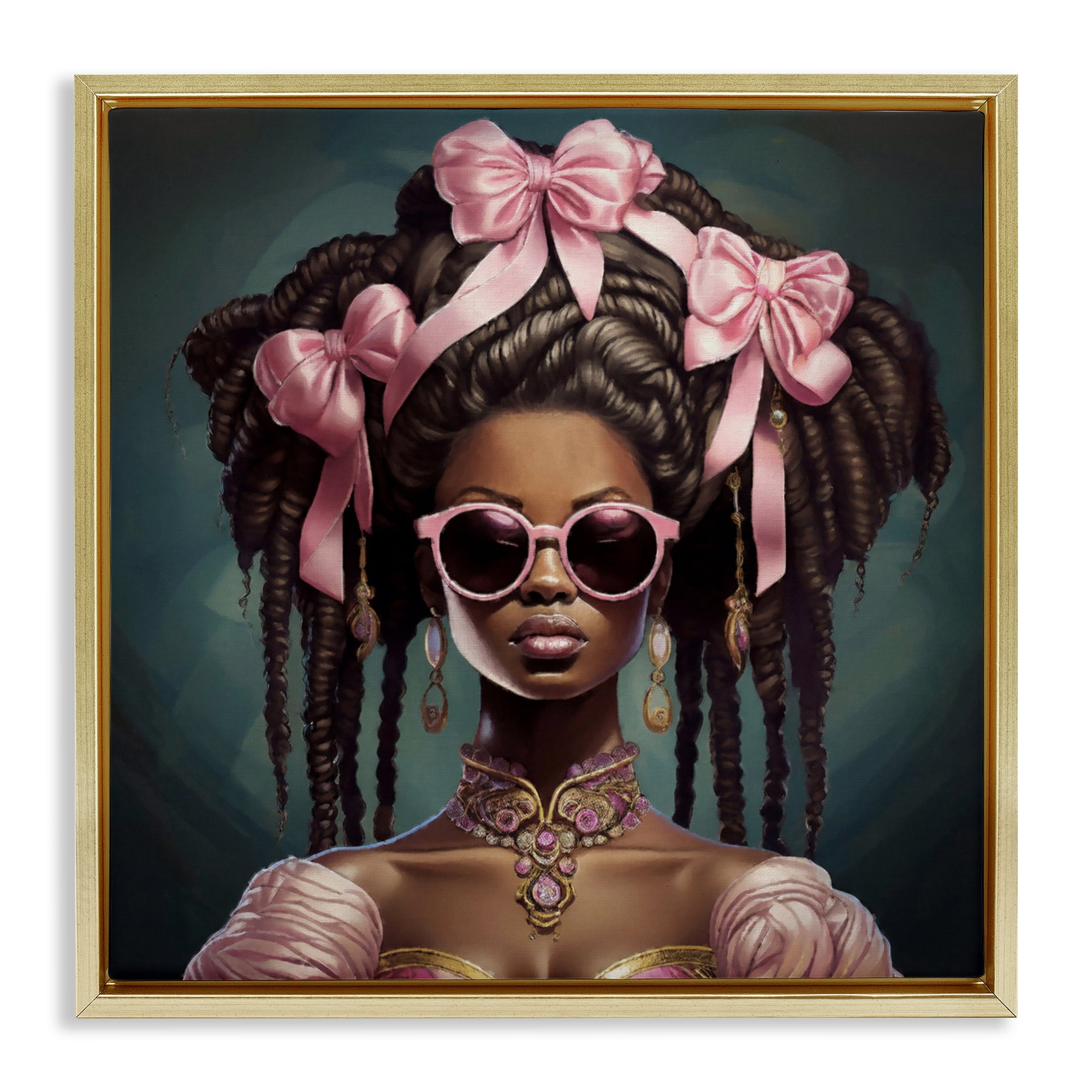 Stupell Industries Rococo Woman With Bows Gold Framed Floater Canvas Wall Art, design by Grotto Studios