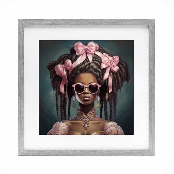 Stupell Industries Rococo Woman With Bows Gray Framed Print Under Glass, design by Grotto Studios