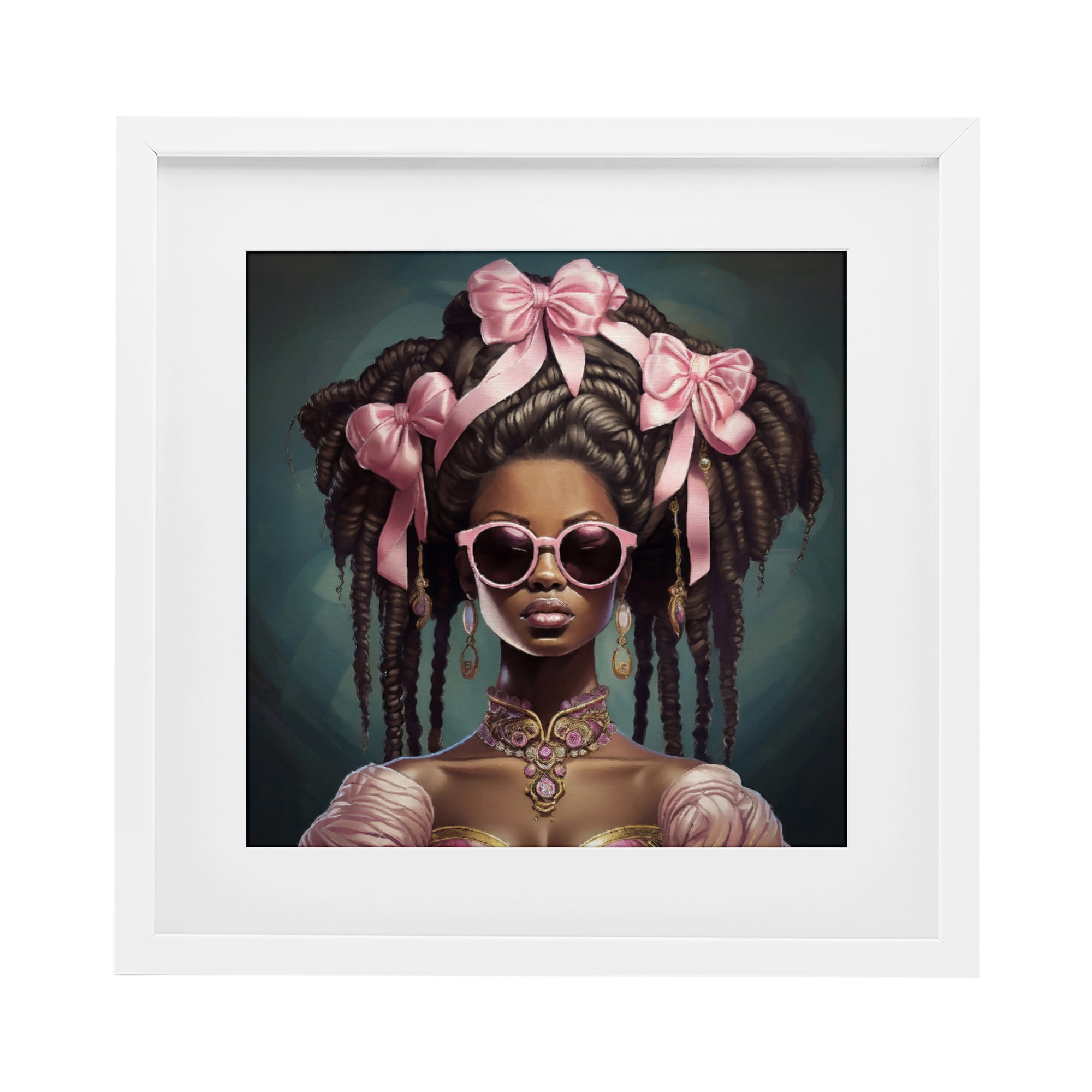 Stupell Industries Rococo Woman With Bows White Framed Print Under Glass, design by Grotto Studios