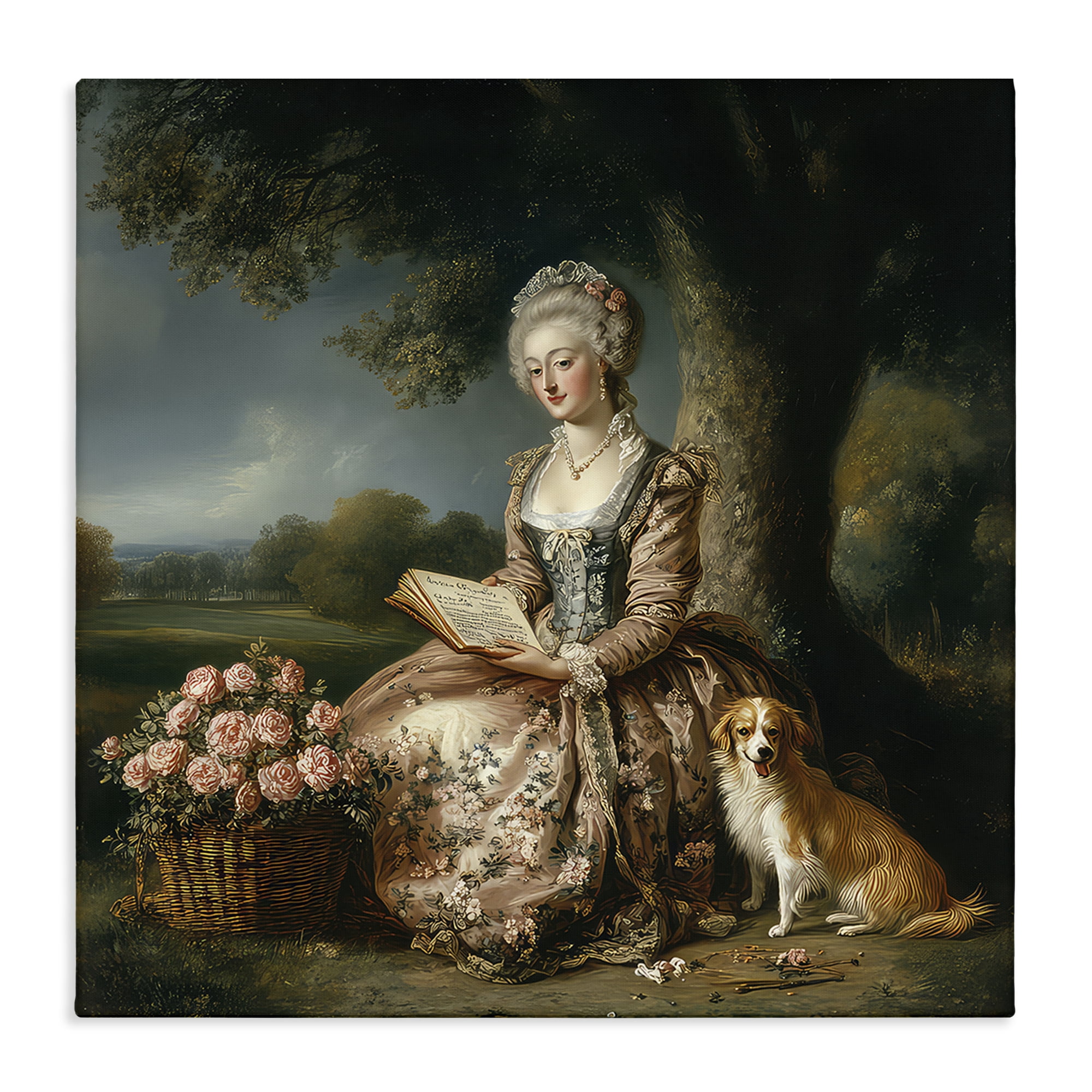 Stupell Industries Rococo Woman with Dog Canvas Wall Art, design by The Wands Want