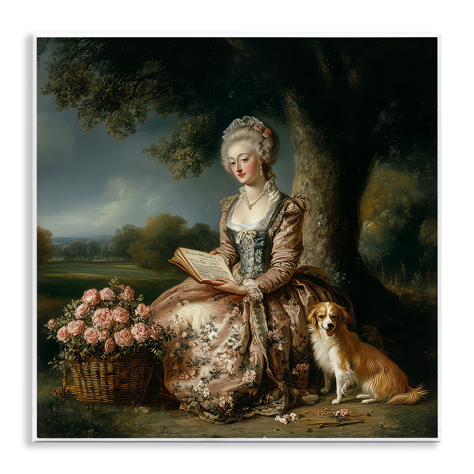 Stupell Industries Rococo Woman with Dog Wall Plaque Art, design by The Wands Want