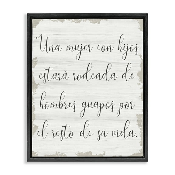 Stupell Industries Rodeada de Hombres Guapos Inspirational Quotes & Sayings Painting Black Floater Framed Art Print Wall Art, 17 x 21