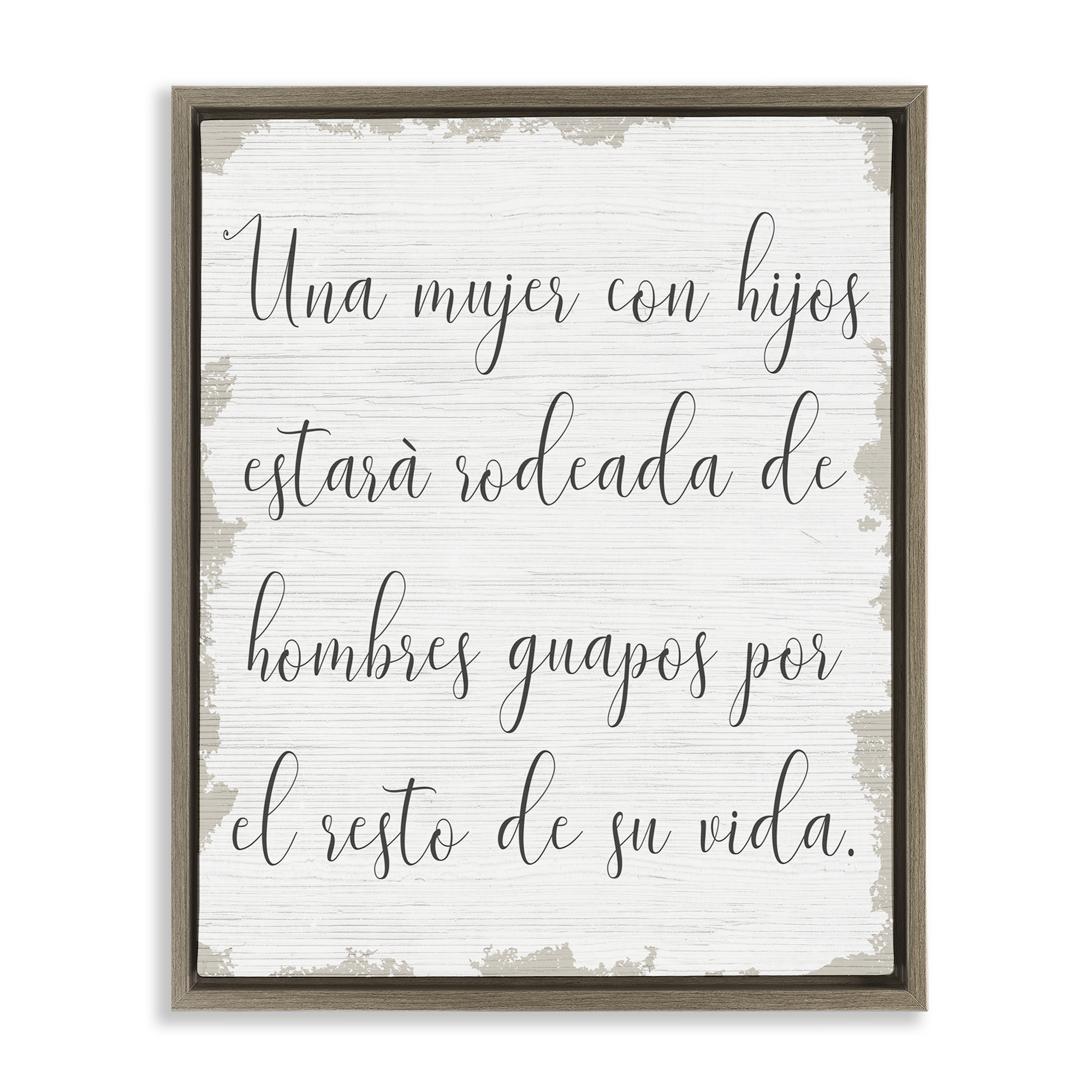 Stupell Industries Rodeada de Hombres Guapos Inspirational Quotes & Sayings Painting Brown Floater Framed Art Print Wall Art, 17 x 21