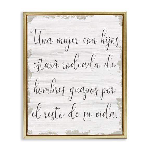 Stupell Industries Rodeada de Hombres Guapos Inspirational Quotes & Sayings Painting Gold Floater Framed Art Print Wall Art, 17 x 21