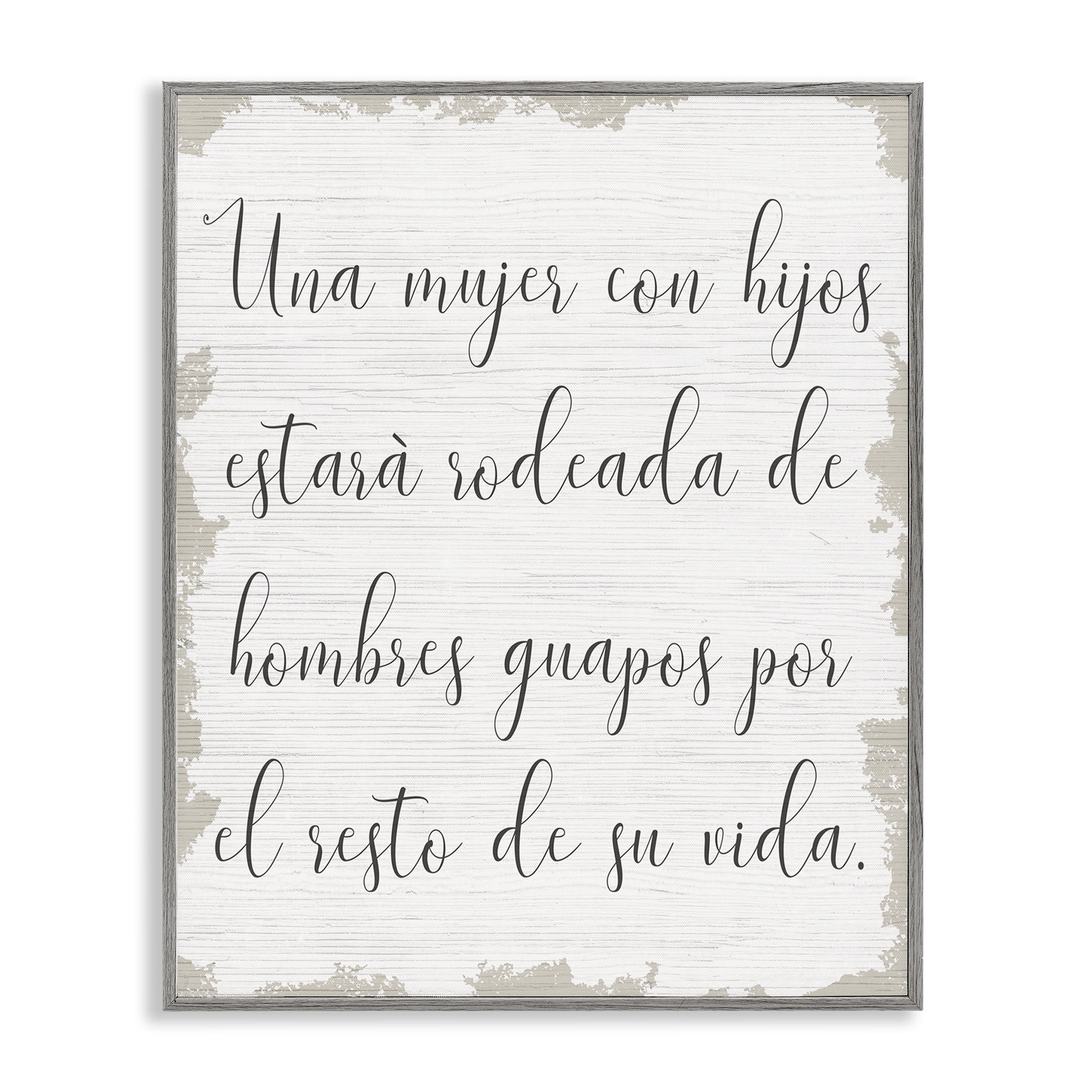 Stupell Industries Rodeada de Hombres Guapos Inspirational Quotes & Sayings Painting Gray Framed Art Print Wall Art, 11 x 14