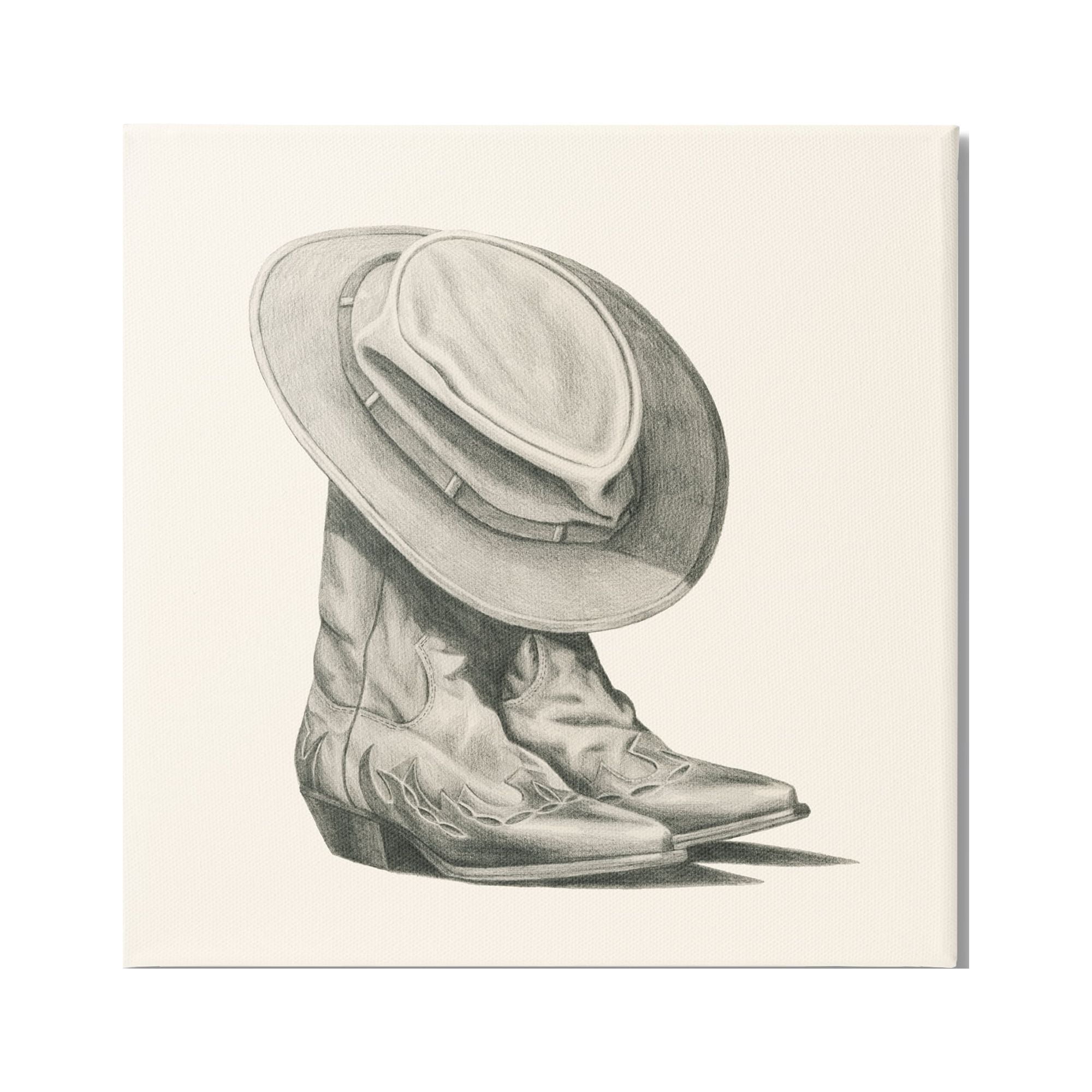 Stupell Industries Rodeo Boots Drawing Beauty & Fashion Drawing Gallery Wrapped Canvas Print Wall Art, 24 x 24