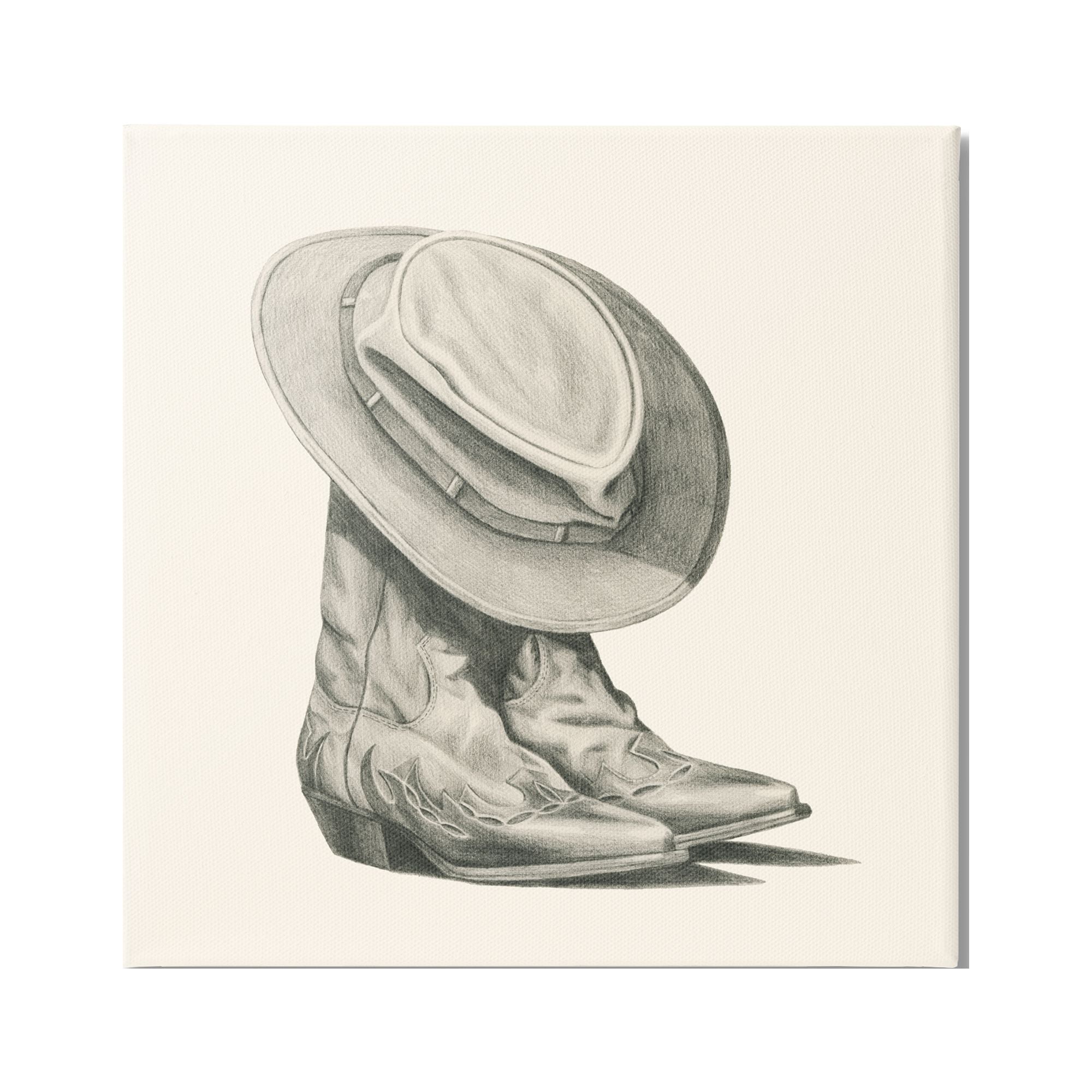 Stupell Industries Rodeo Boots Drawing Beauty & Fashion Drawing Gallery Wrapped Canvas Print Wall Art, 36 x 36