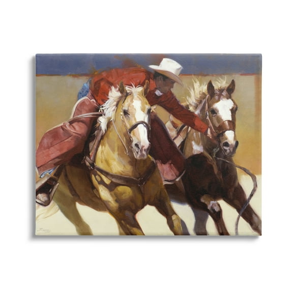 Stupell Industries Rodeo Cowboy Painting Animals & Insects Painting Gallery Wrapped Canvas Print Wall Art, 20 x 16