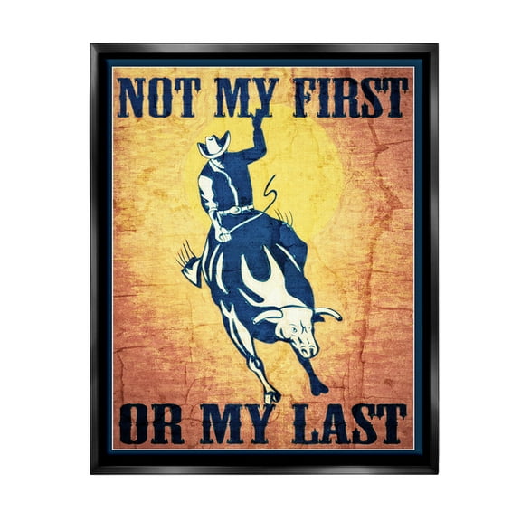 Stupell Industries Rodeo Cowboy Phrase Animals & Insects Painting Black Floater Framed Canvas Art Print Wall Art, 17 x 21