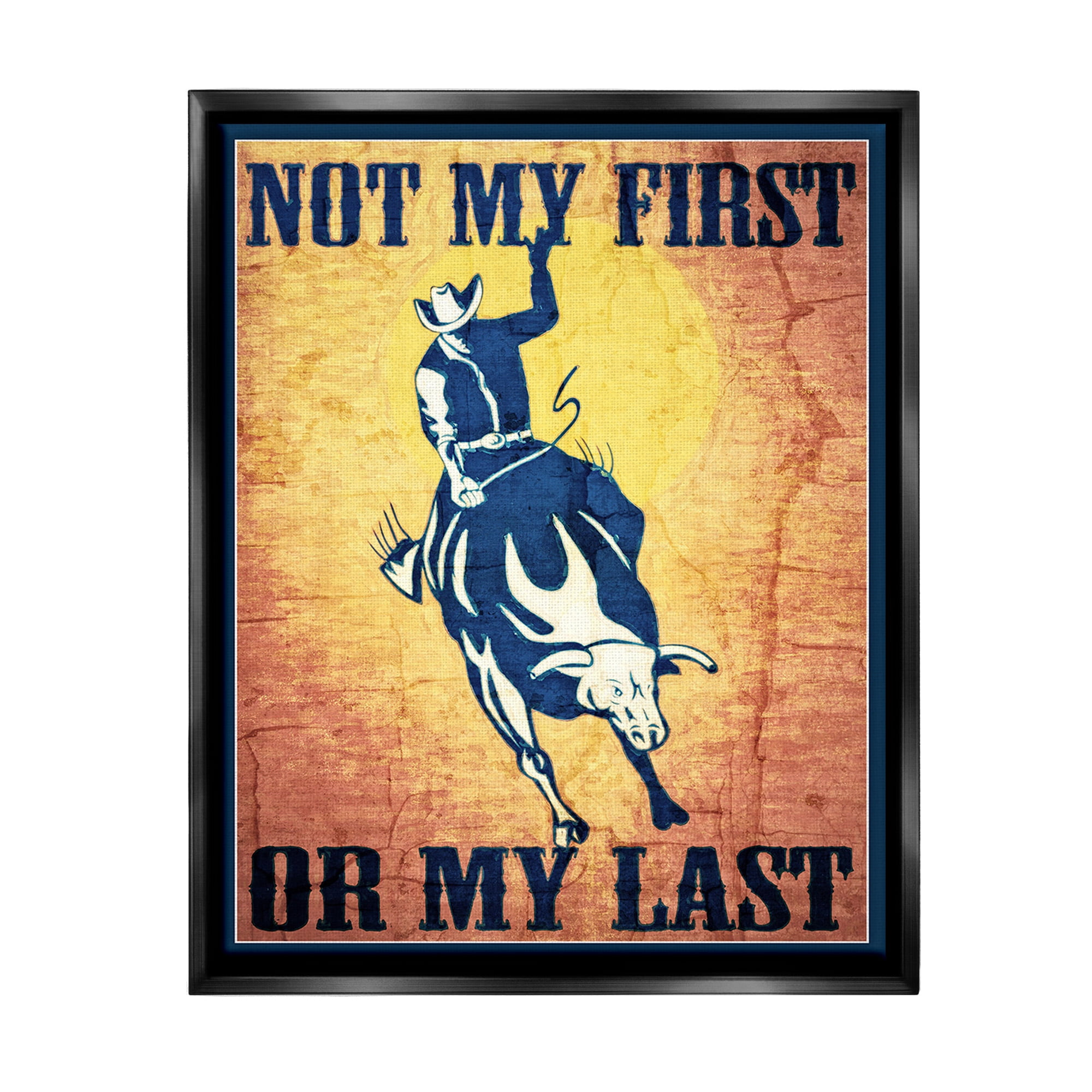 Stupell Industries Rodeo Cowboy Phrase Animals & Insects Painting Black Floater Framed Canvas Art Print Wall Art, 25 x 31