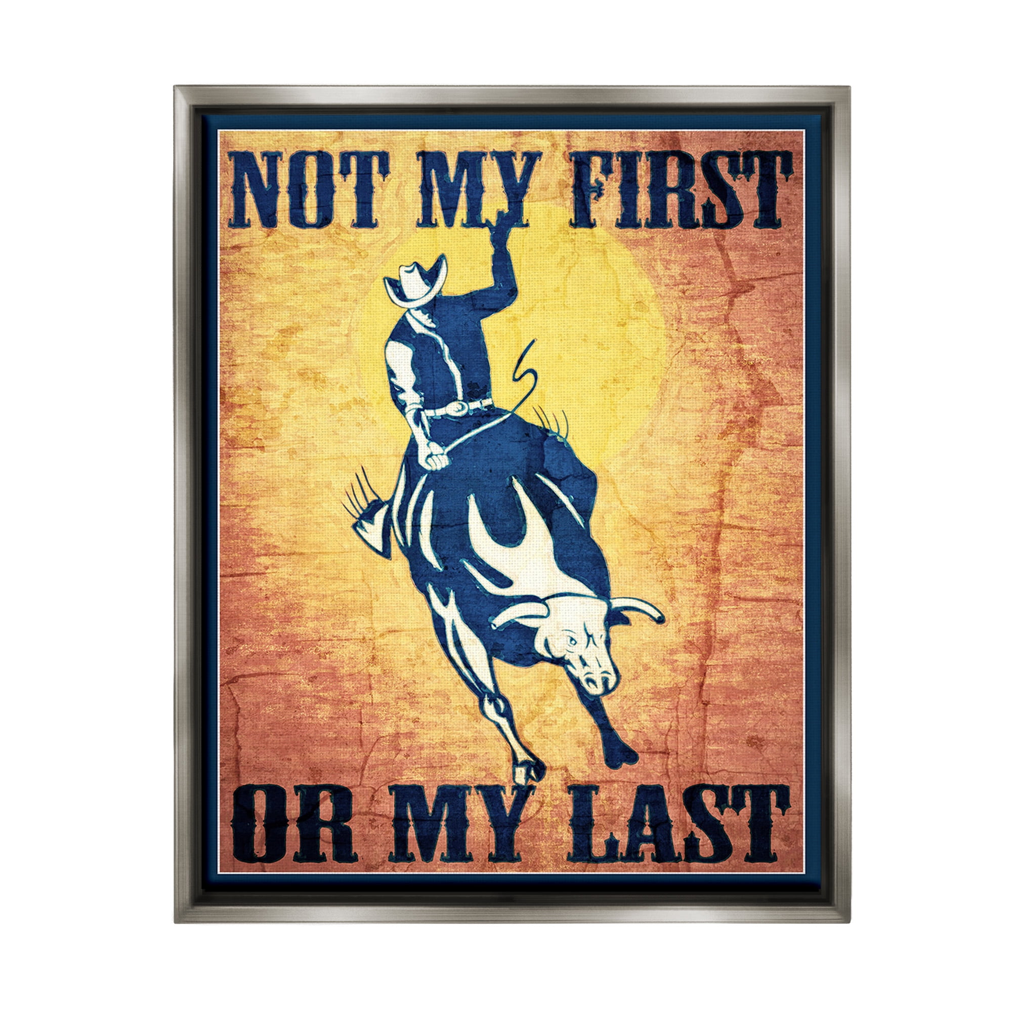 Stupell Industries Rodeo Cowboy Phrase Animals & Insects Painting Gray Floater Framed Canvas Art Print Wall Art, 25 x 31