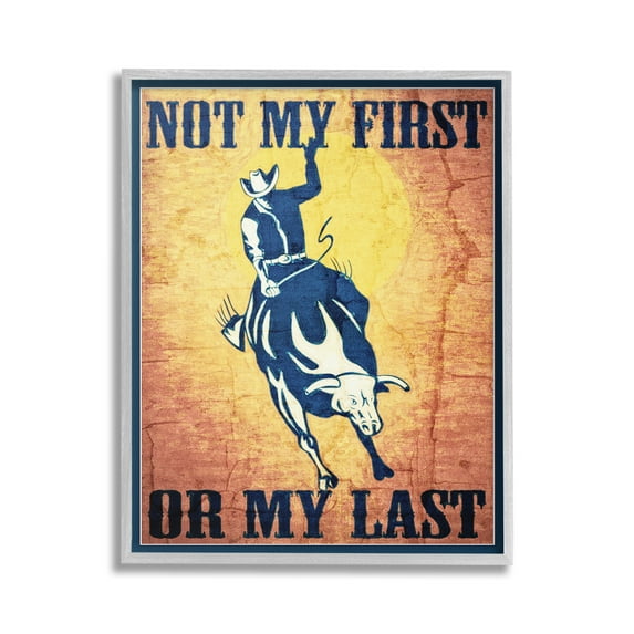 Stupell Industries Rodeo Cowboy Phrase Animals & Insects Painting Gray Framed Art Print Wall Art, 24 x 30