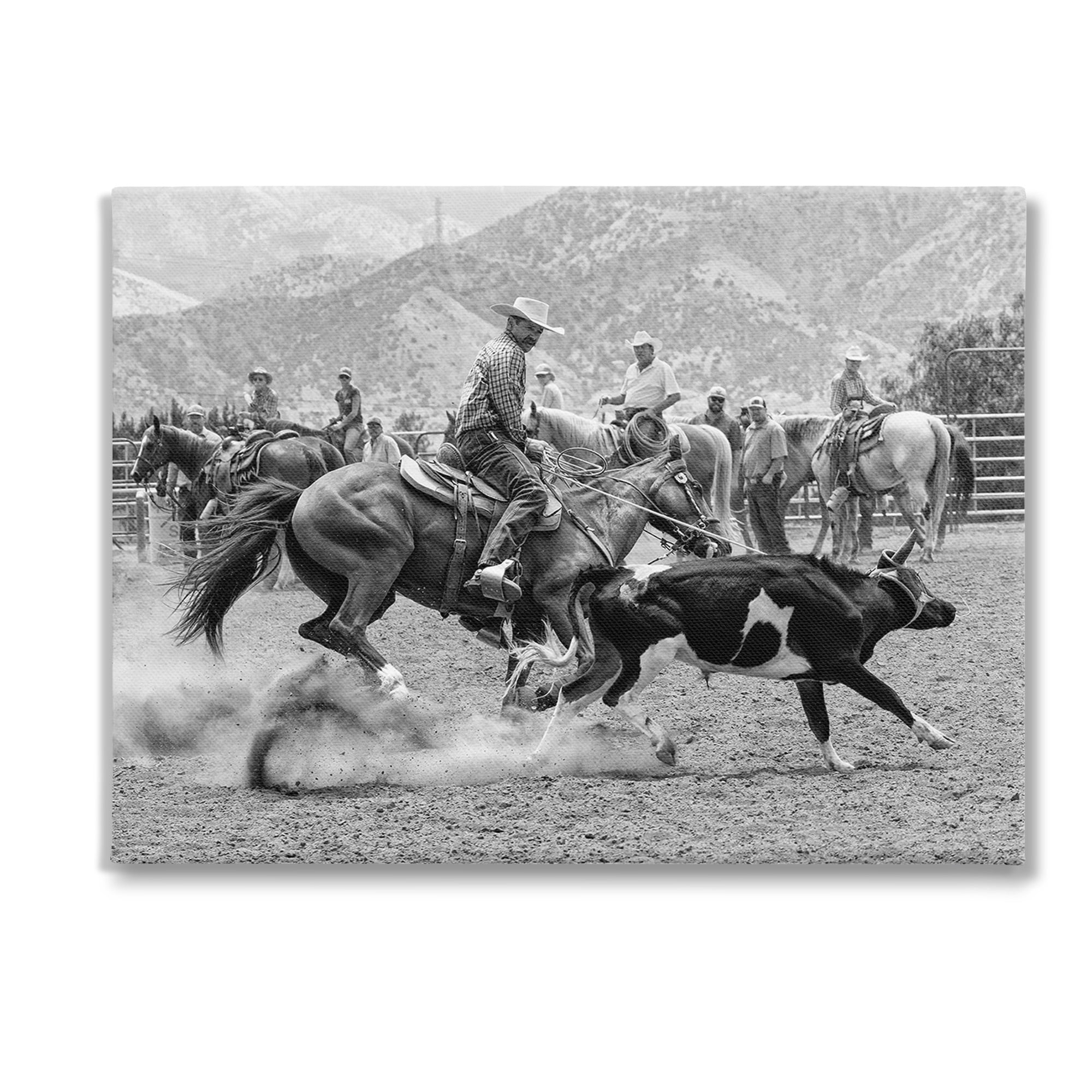 Stupell Industries Rodeo Cowboys with Cattle Animals & Insects Painting Gallery Wrapped Canvas Art Print Wall Art, 40 x 30