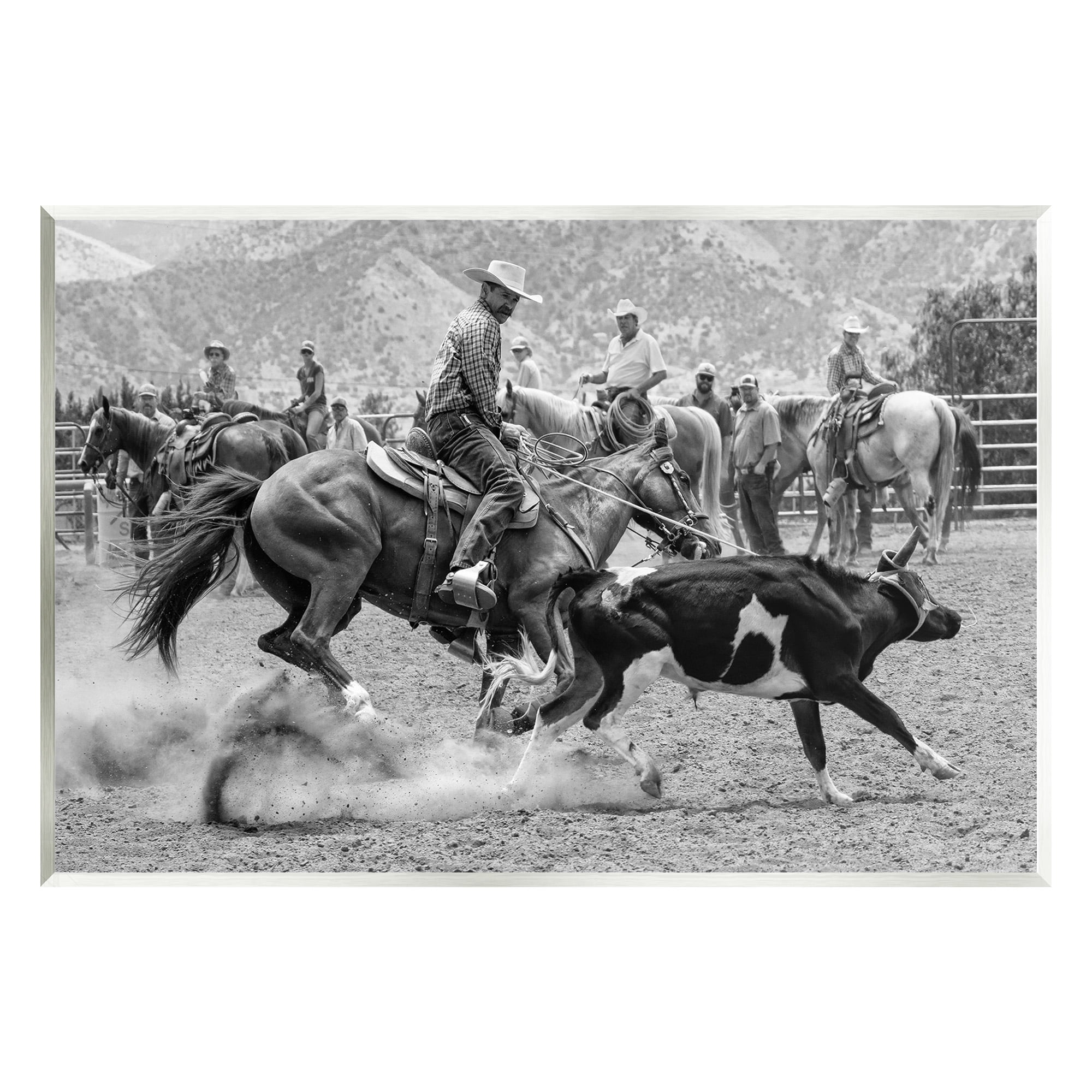 Stupell Industries Rodeo Cowboys with Cattle Animals & Insects Painting Unframed Art Print Wall Art, 15 x 10