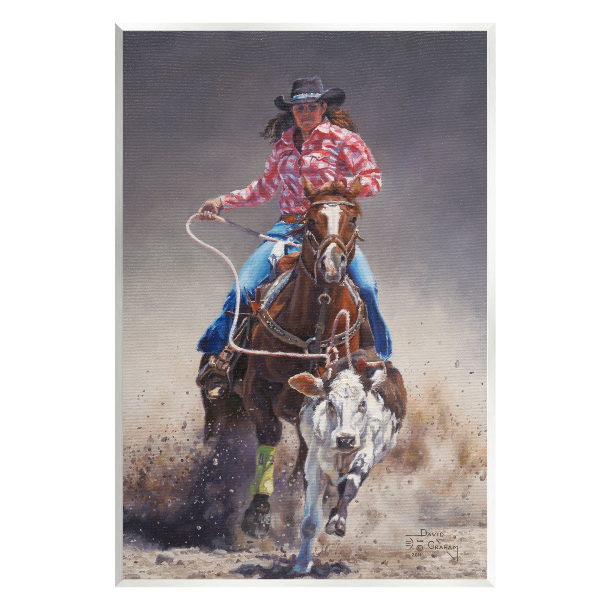 Stupell Industries Rodeo Cowgirl & Lasso Animals & Insects Painting Unframed Art Print Wall Art, 13 x 19