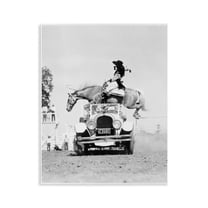 Stupell Industries Rodeo Girl Jumping Horse Animals Photography Unframed Art Print Wall Art, 11 x 14