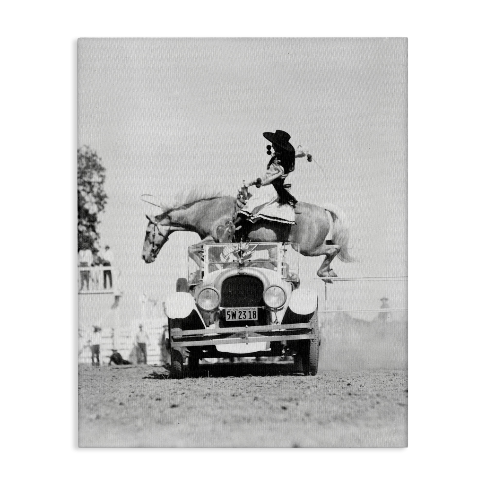 Stupell Industries Rodeo Girl Jumping Horse Animals Photography Wrapped Canvas Art Print Wall Art, 16 x 20