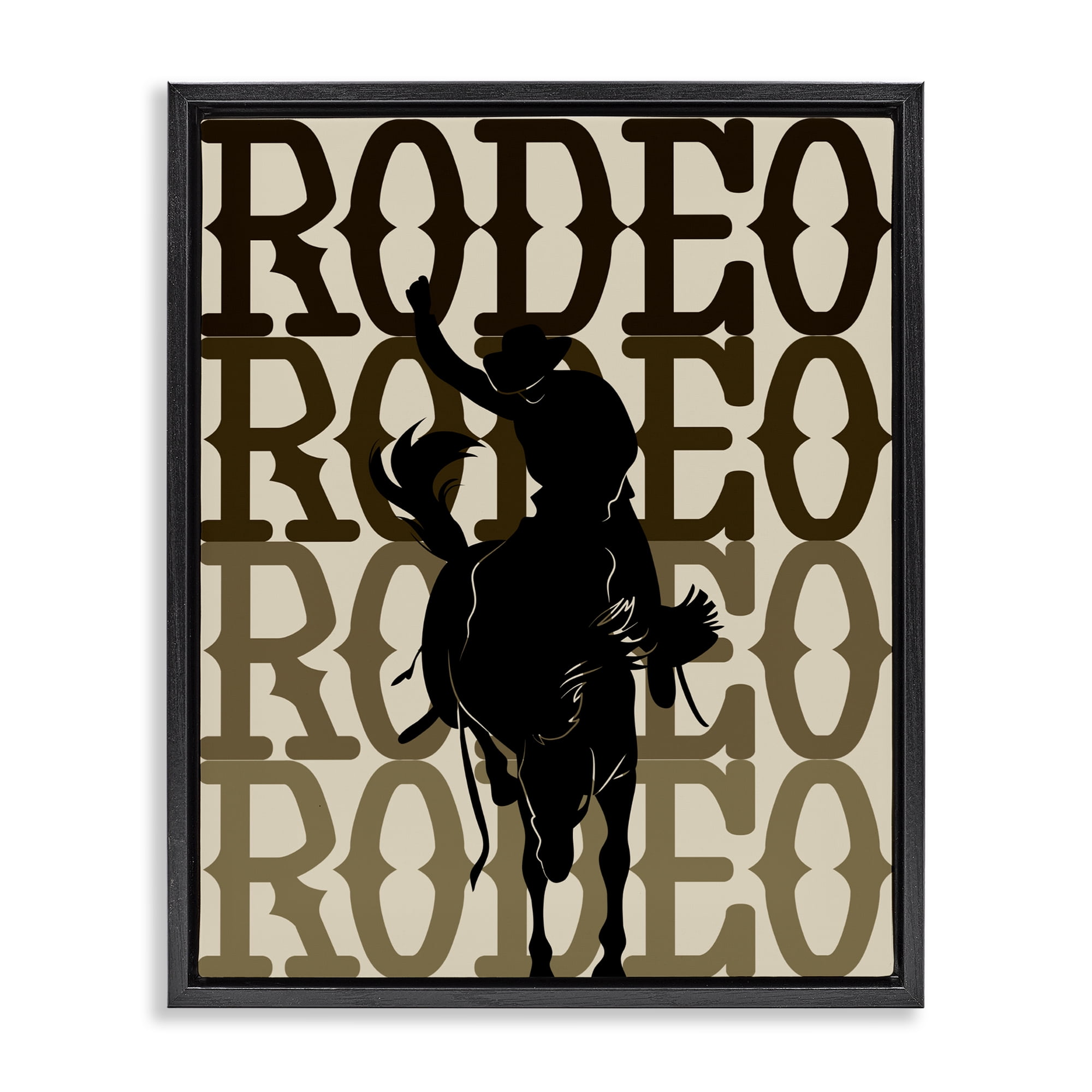 Stupell Industries Rodeo Gradient Cowboy Black Framed Floater Canvas Wall Art, design by CAD Designs
