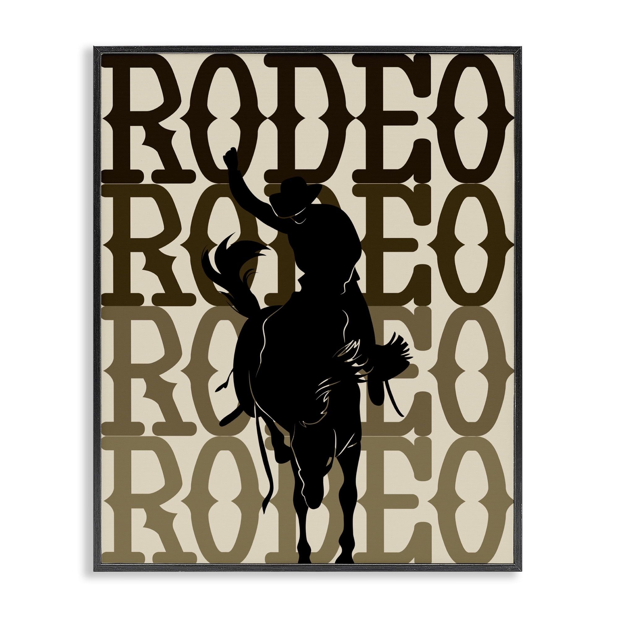 Stupell Industries Rodeo Gradient Cowboy Black Framed Giclee Art, design by CAD Designs