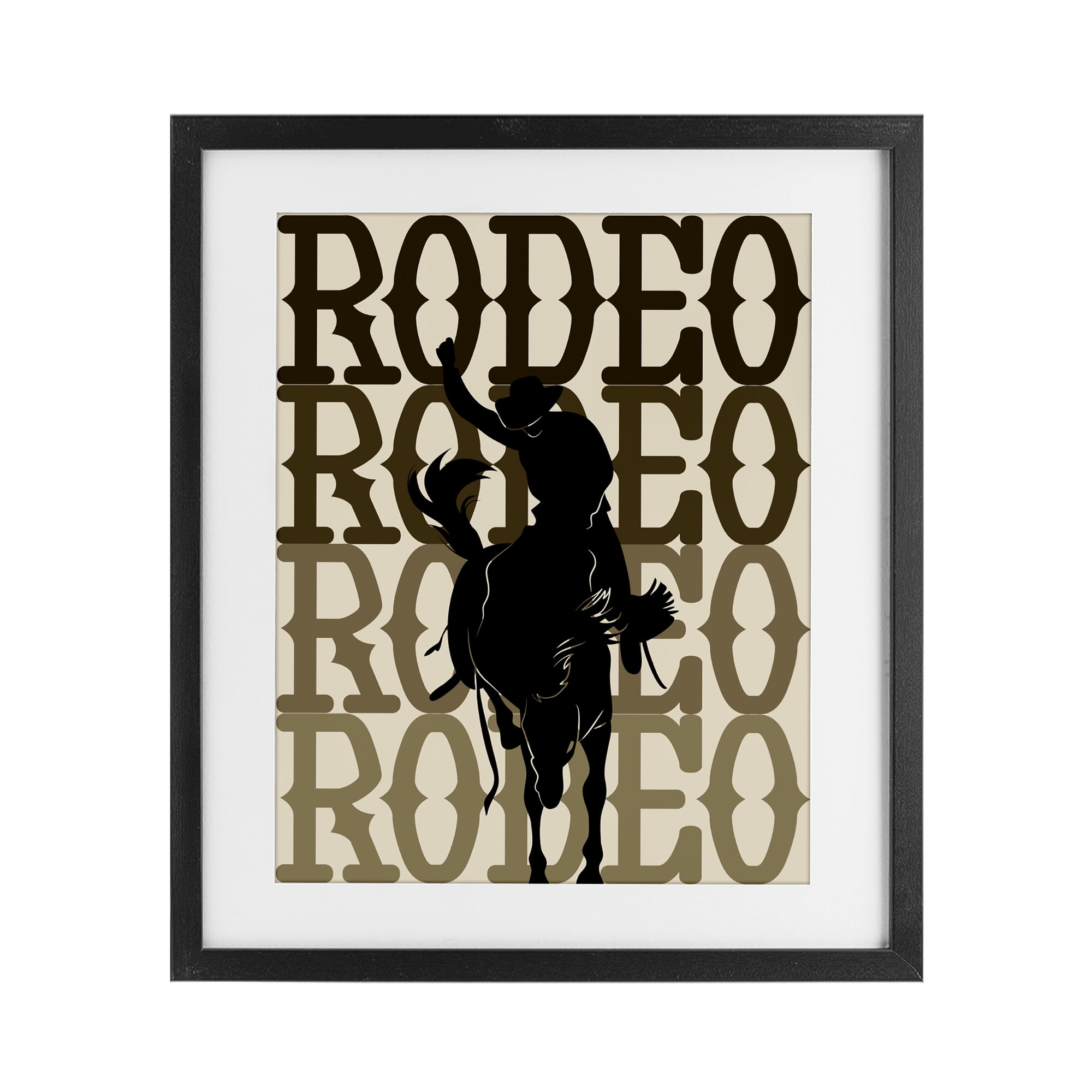 Stupell Industries Rodeo Gradient Cowboy Black Framed Print Under Glass, design by CAD Designs