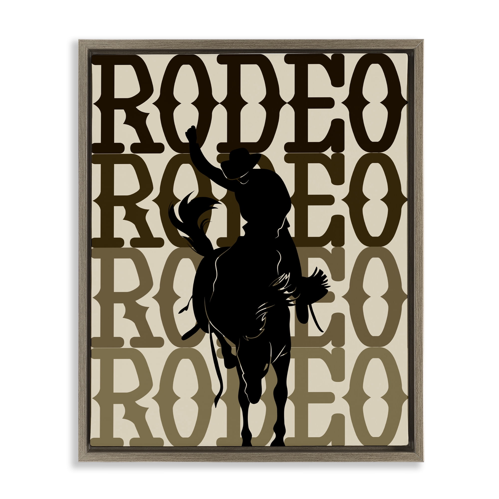 Stupell Industries Rodeo Gradient Cowboy Brown Framed Floater Canvas Wall Art, design by CAD Designs