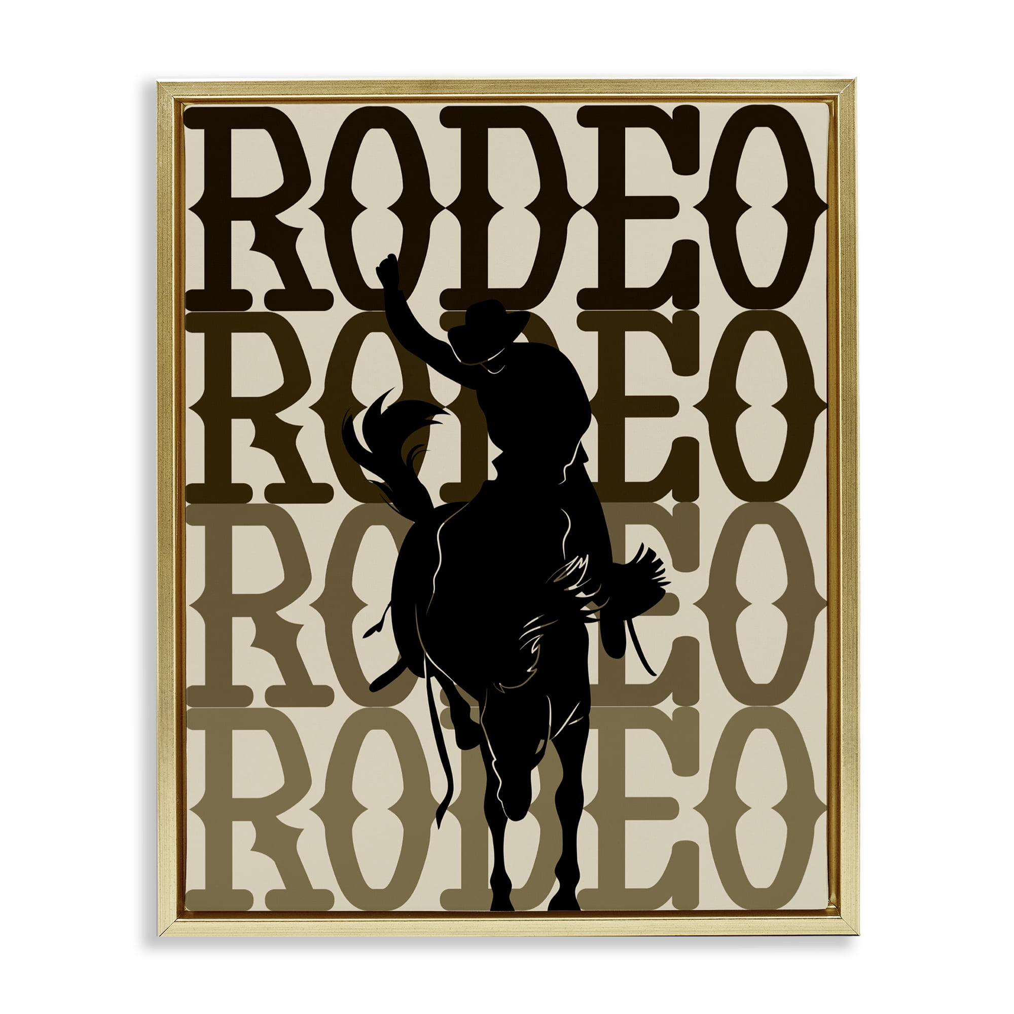 Stupell Industries Rodeo Gradient Cowboy Gold Framed Floater Canvas Wall Art, design by CAD Designs