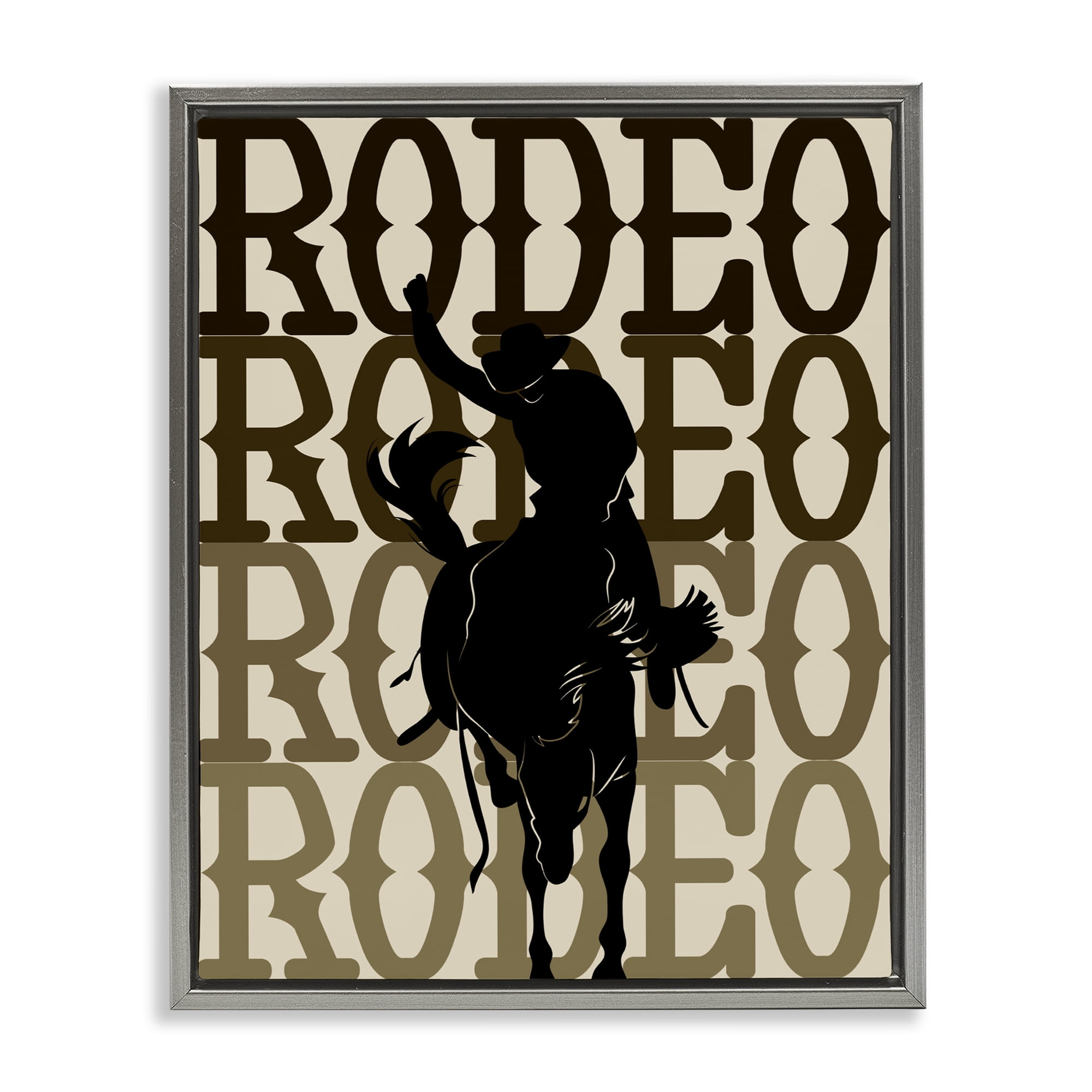Stupell Industries Rodeo Gradient Cowboy Gray Framed Floater Canvas Wall Art, design by CAD Designs
