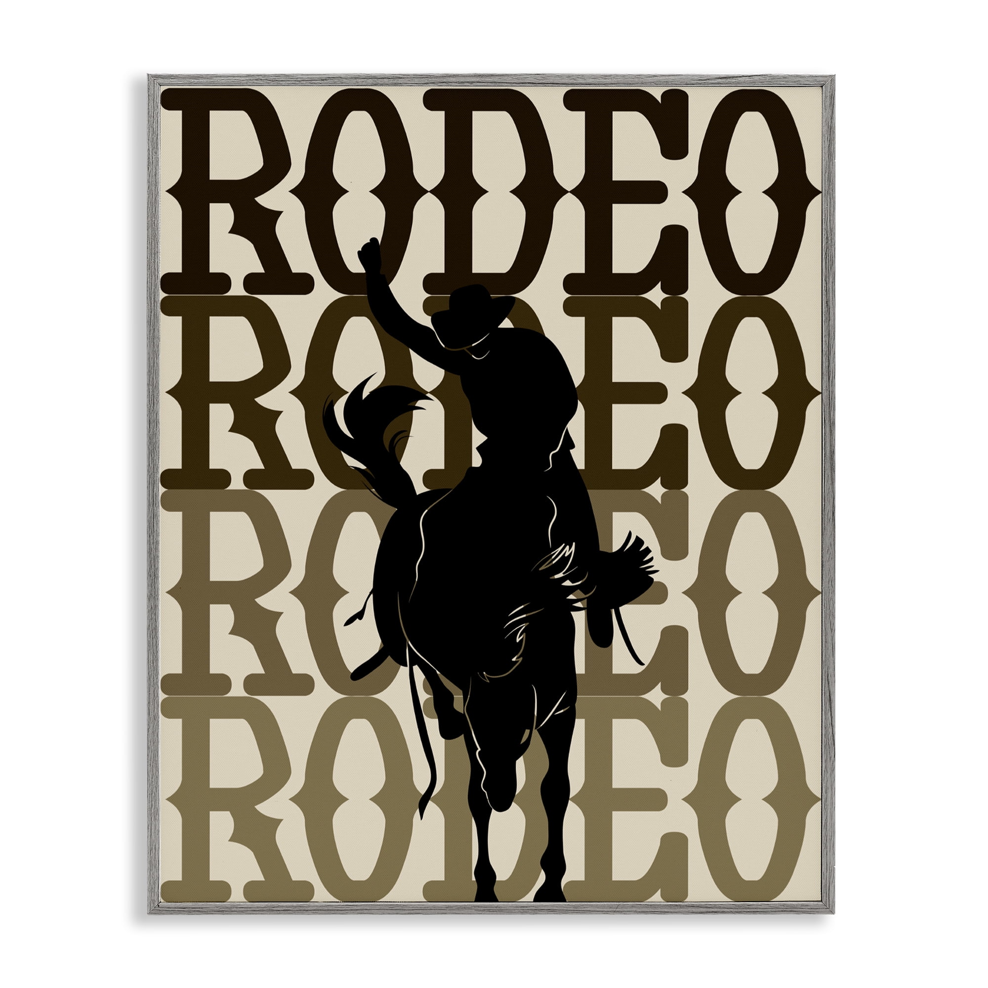 Stupell Industries Rodeo Gradient Cowboy Gray Framed Giclee Art, design by CAD Designs