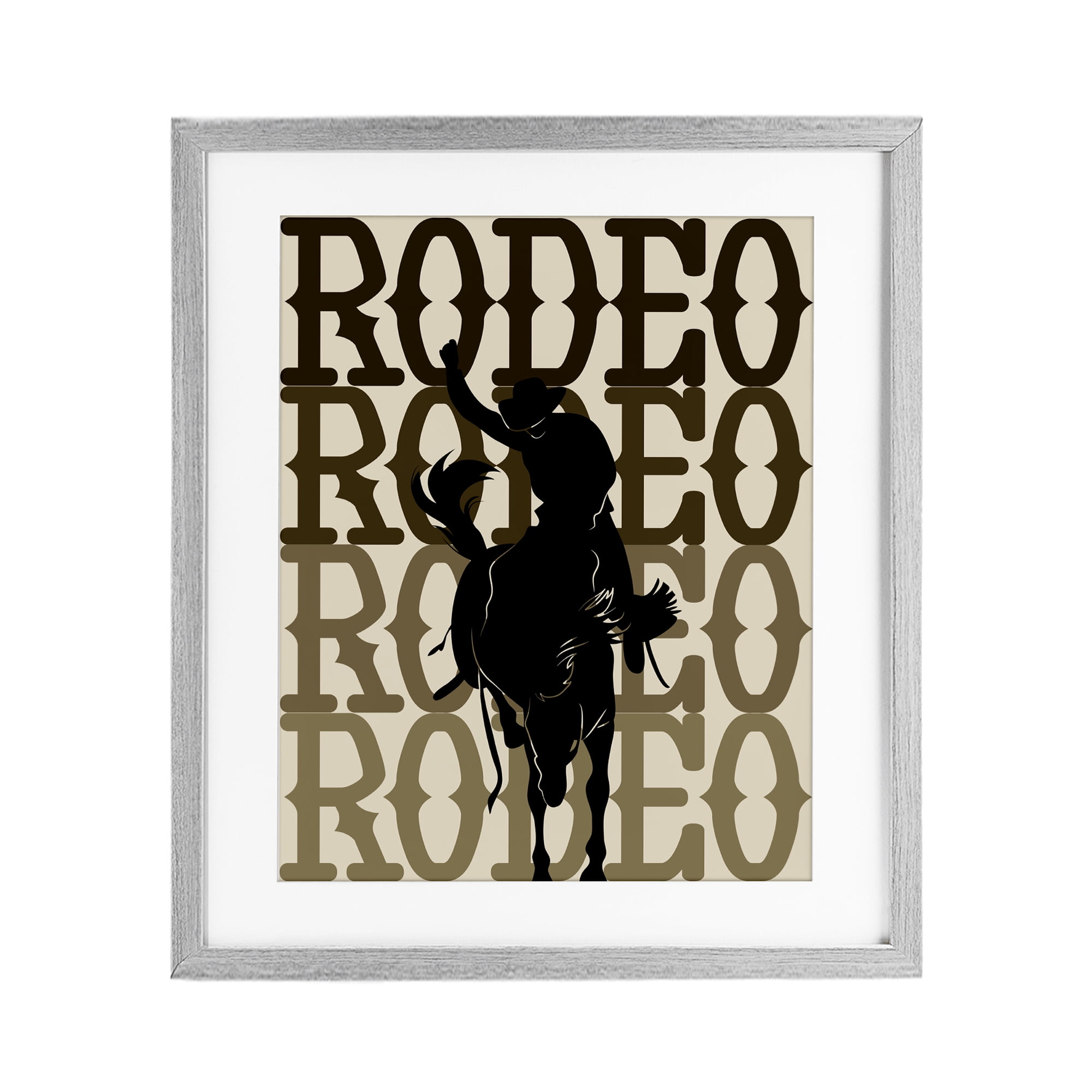 Stupell Industries Rodeo Gradient Cowboy Gray Framed Print Under Glass, design by CAD Designs