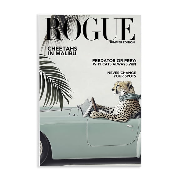 Stupell Industries Rogue Cheetah Magazine Transportation Painting Unframed Art Print Wall Art, 13 x 19