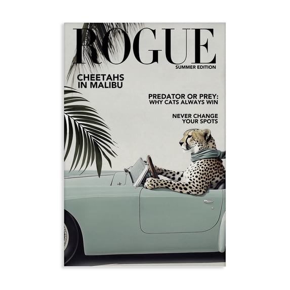 Stupell Industries Rogue Cheetah Magazine Transportation Painting Wrapped Canvas Canvas Art Print Wall Art, 16 x 24