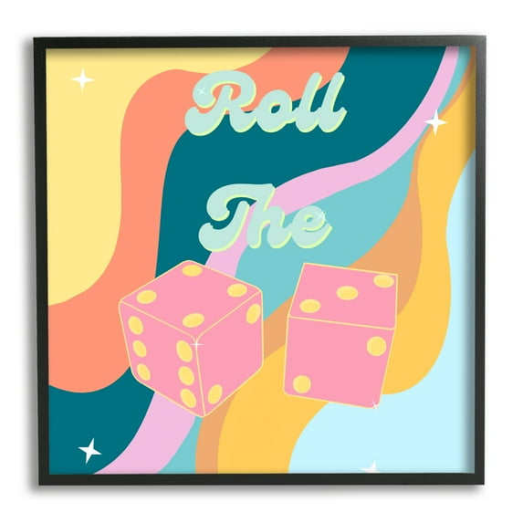 Stupell Industries Roll The Dice Groovy Phrase Religious Painting Black Framed Art Print Wall Art